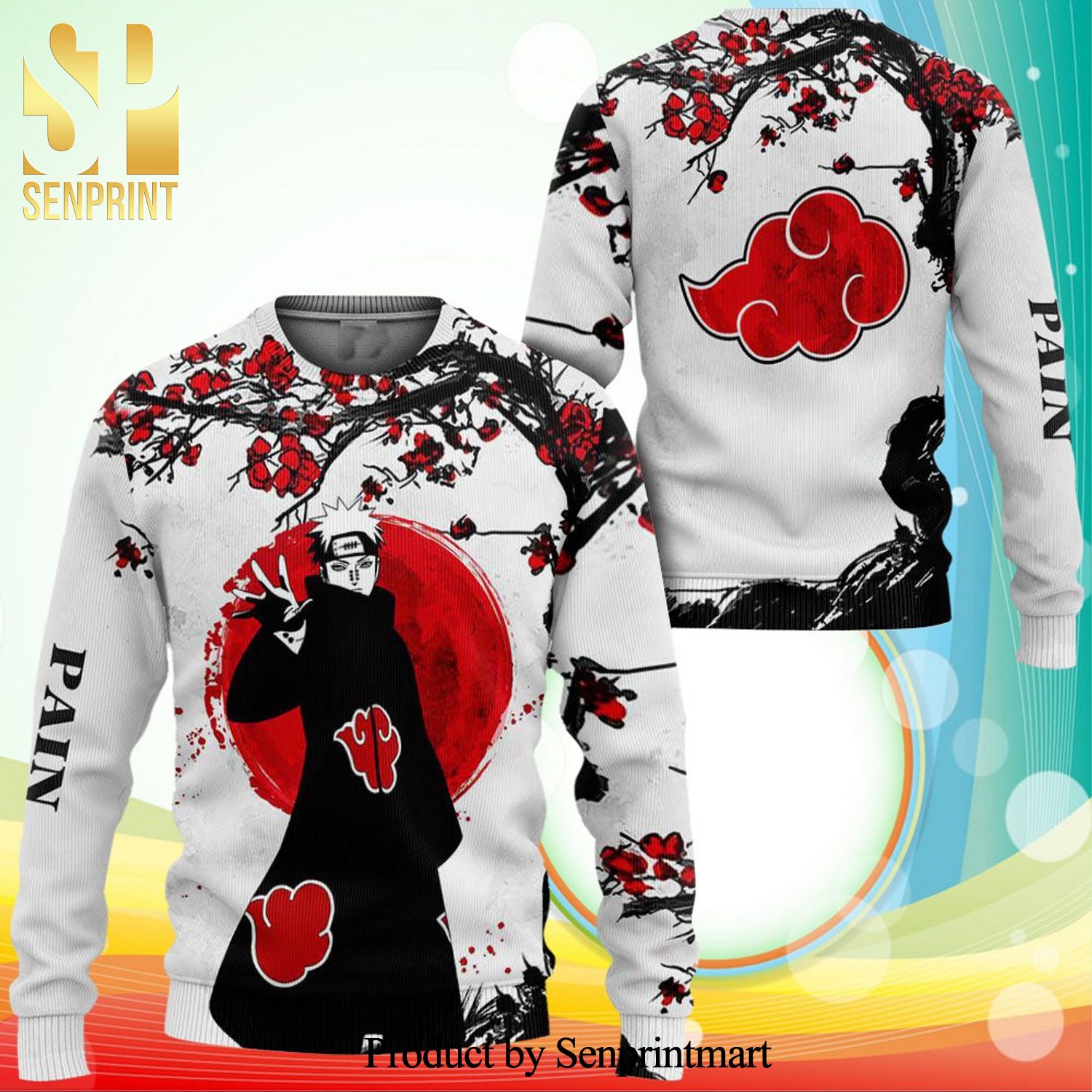 Pain Akatsuki Cherry Blossom Anime Naruto Knitted Ugly Christmas Sweater