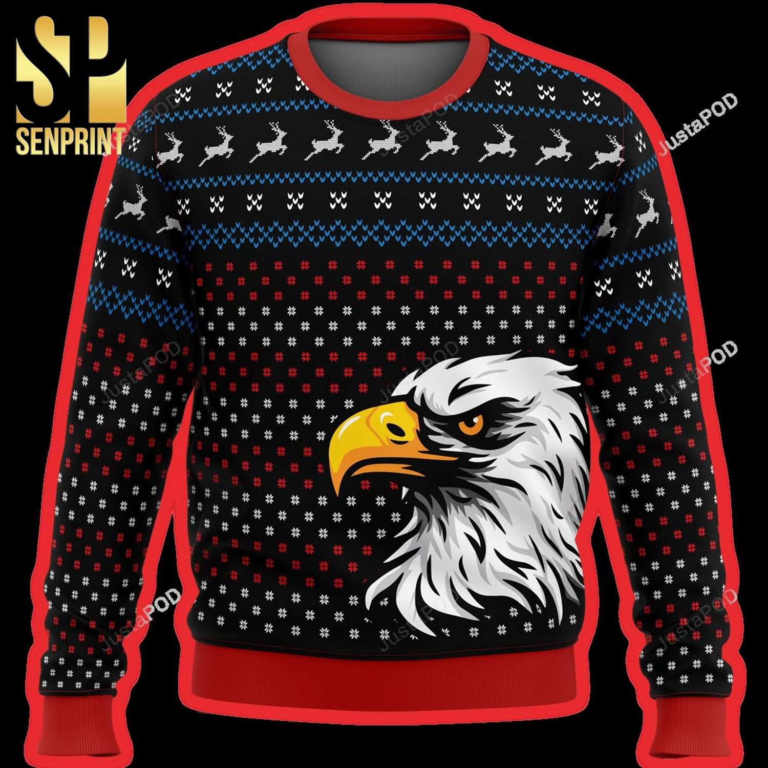 Patriotic Eagle Pattern Knitted Ugly Christmas Sweater