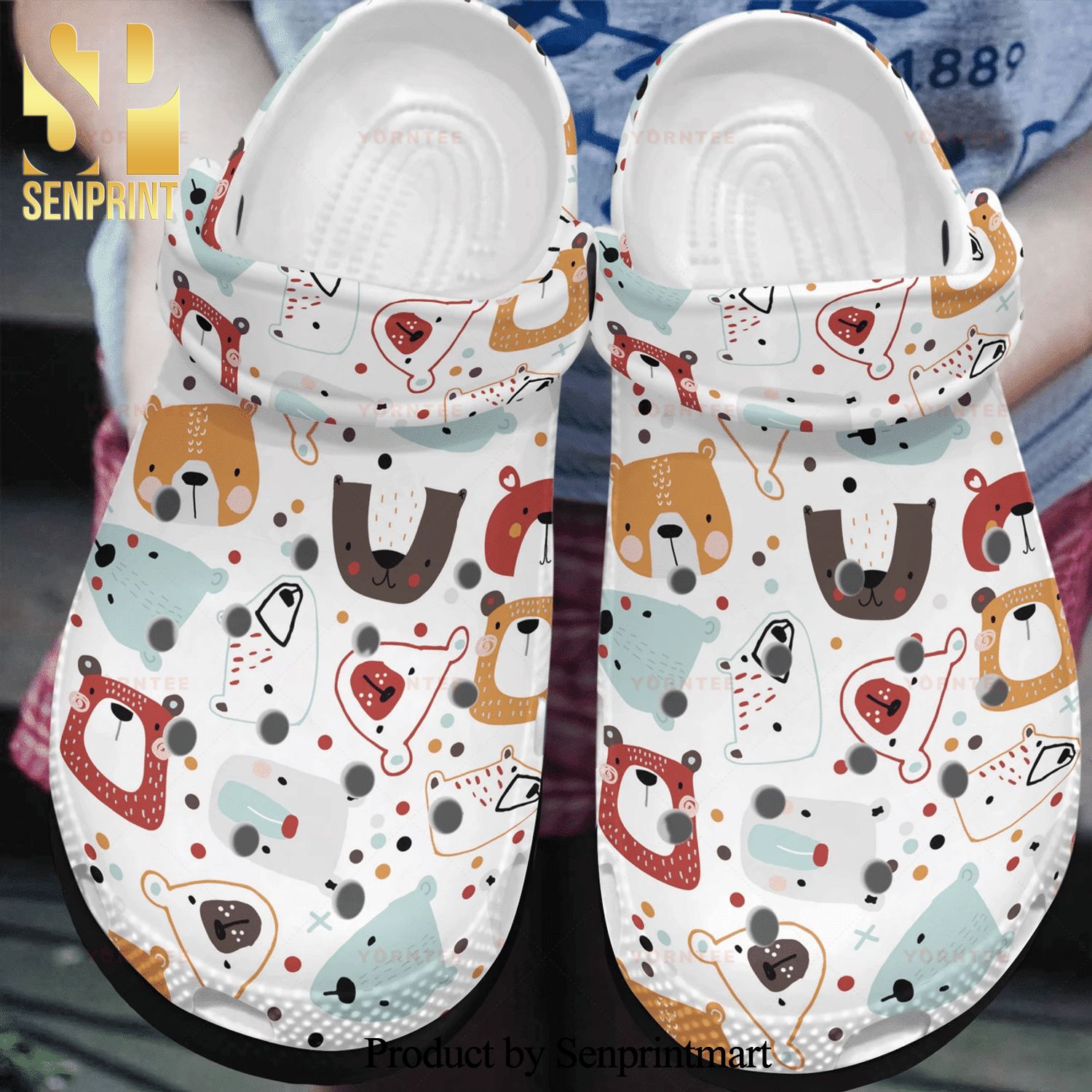 Custom Name Lots Of Bear Colorful Gift For Lover Full Printing Crocs Sandals