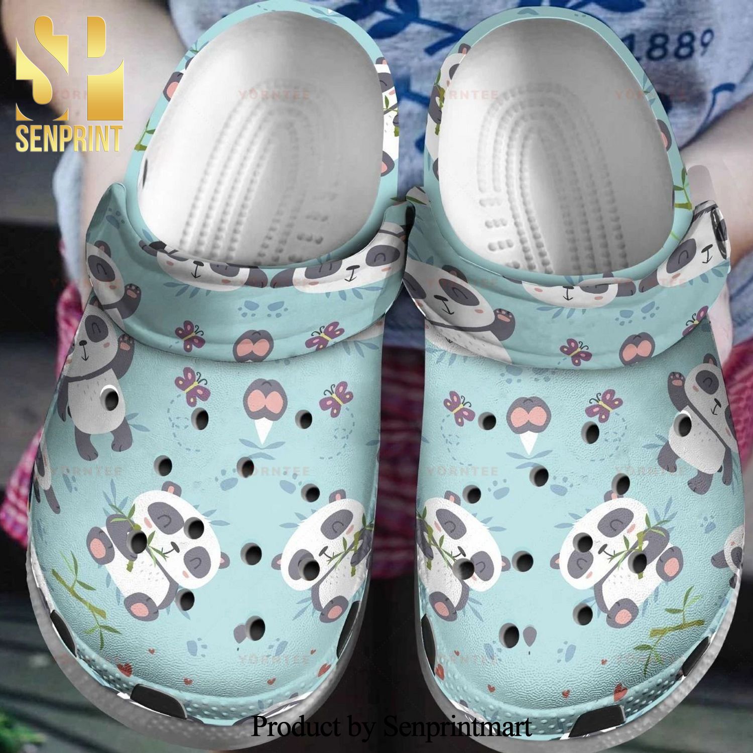 Custom Name Lovely Panda Style Gift For Lover Rubber Crocs Sandals