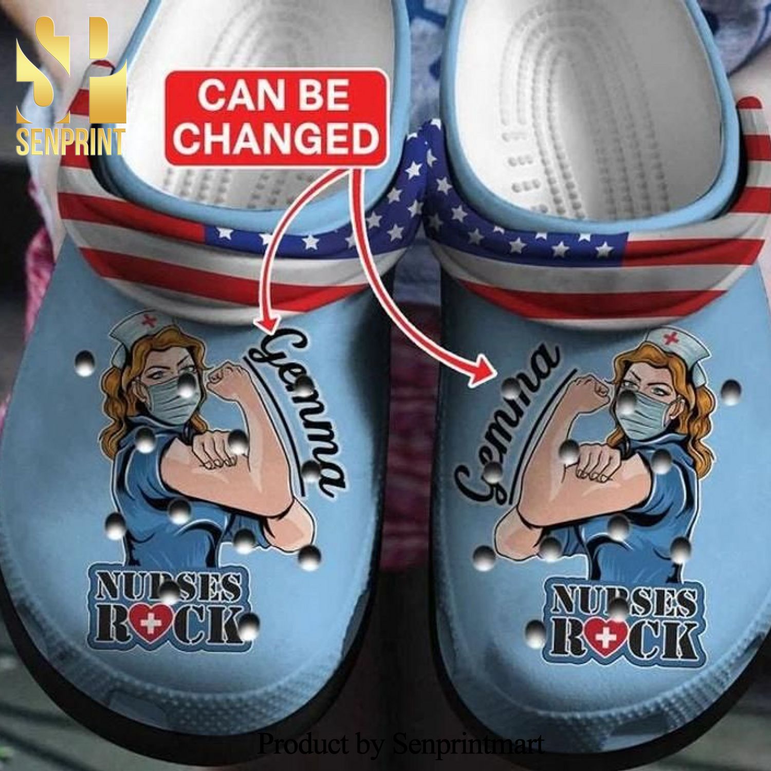 Custom name Nurse rock proudly nurse proud crown save lifenurse All Over Printed Crocs Shoes