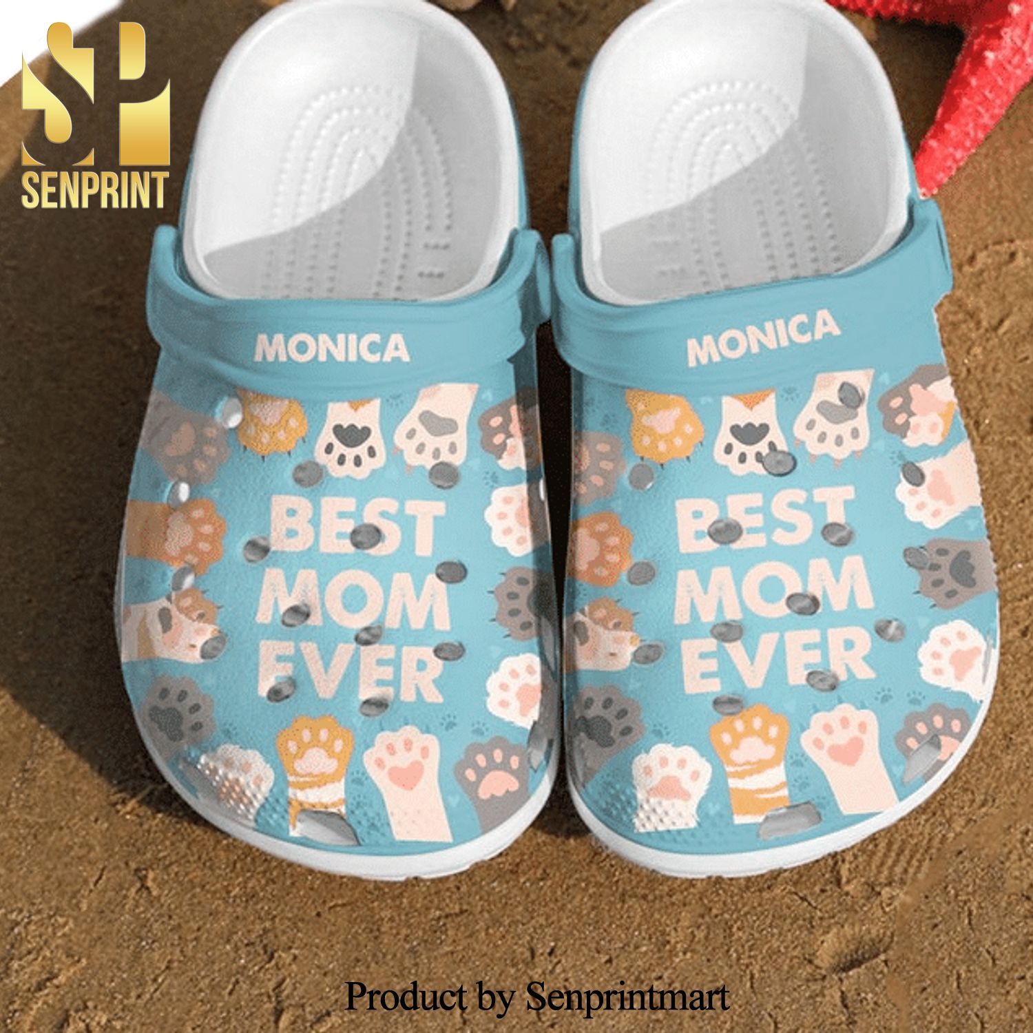 Custom Name Paw Crocs Best Mom Ever All Over Printed Crocs Crocband Adult Clogs