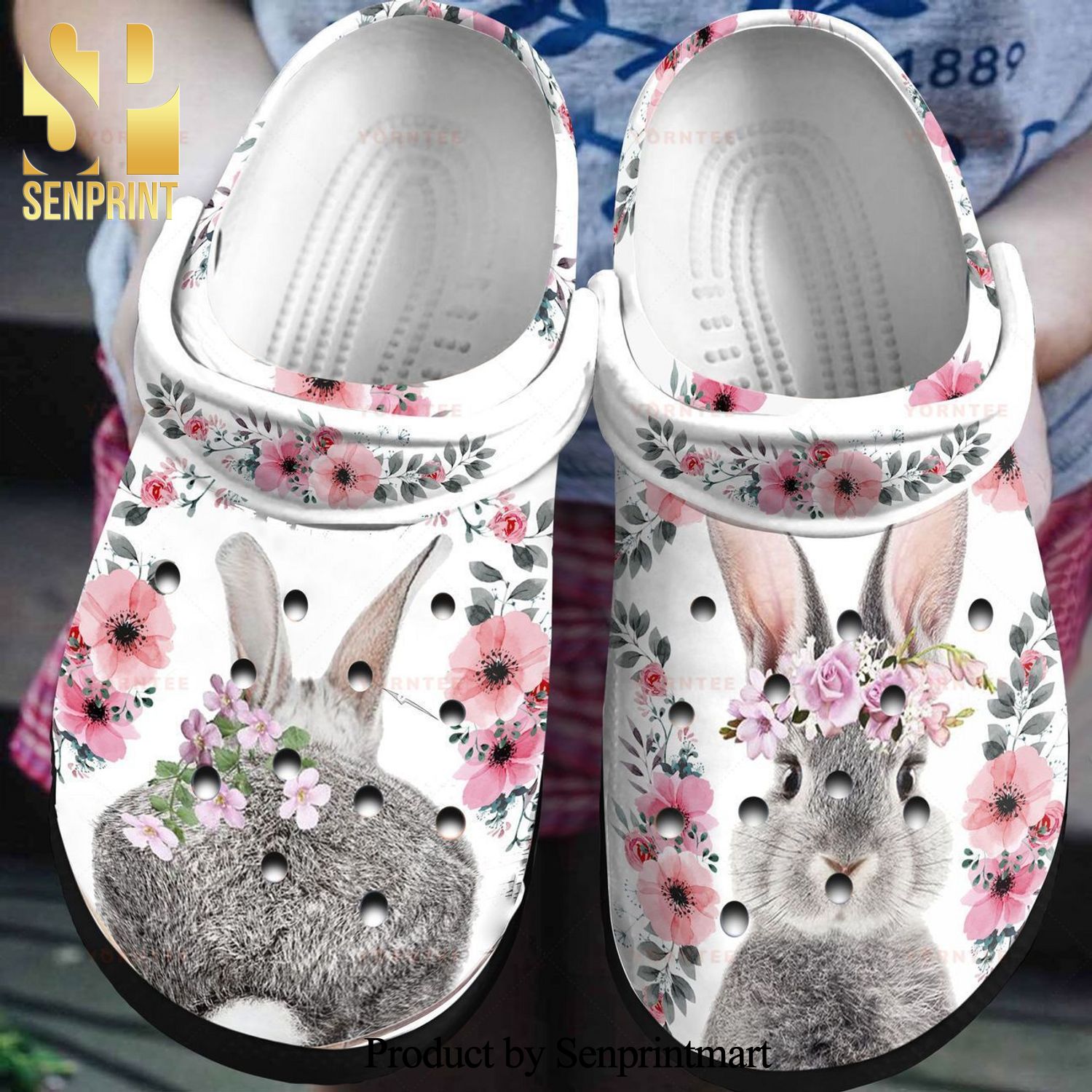 Custom Name Rabbit Flower Gift For Lover Street Style Crocs Shoes