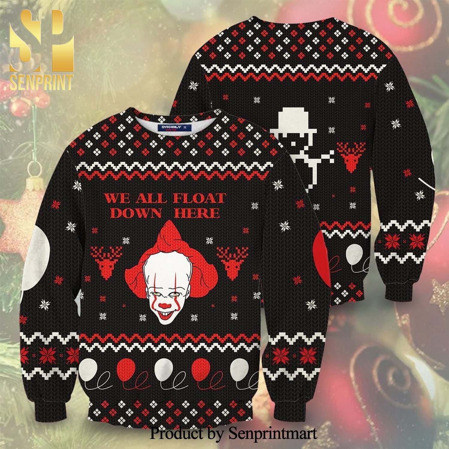 Pennywise It We All Float Down Here Knitted Ugly Christmas Sweater