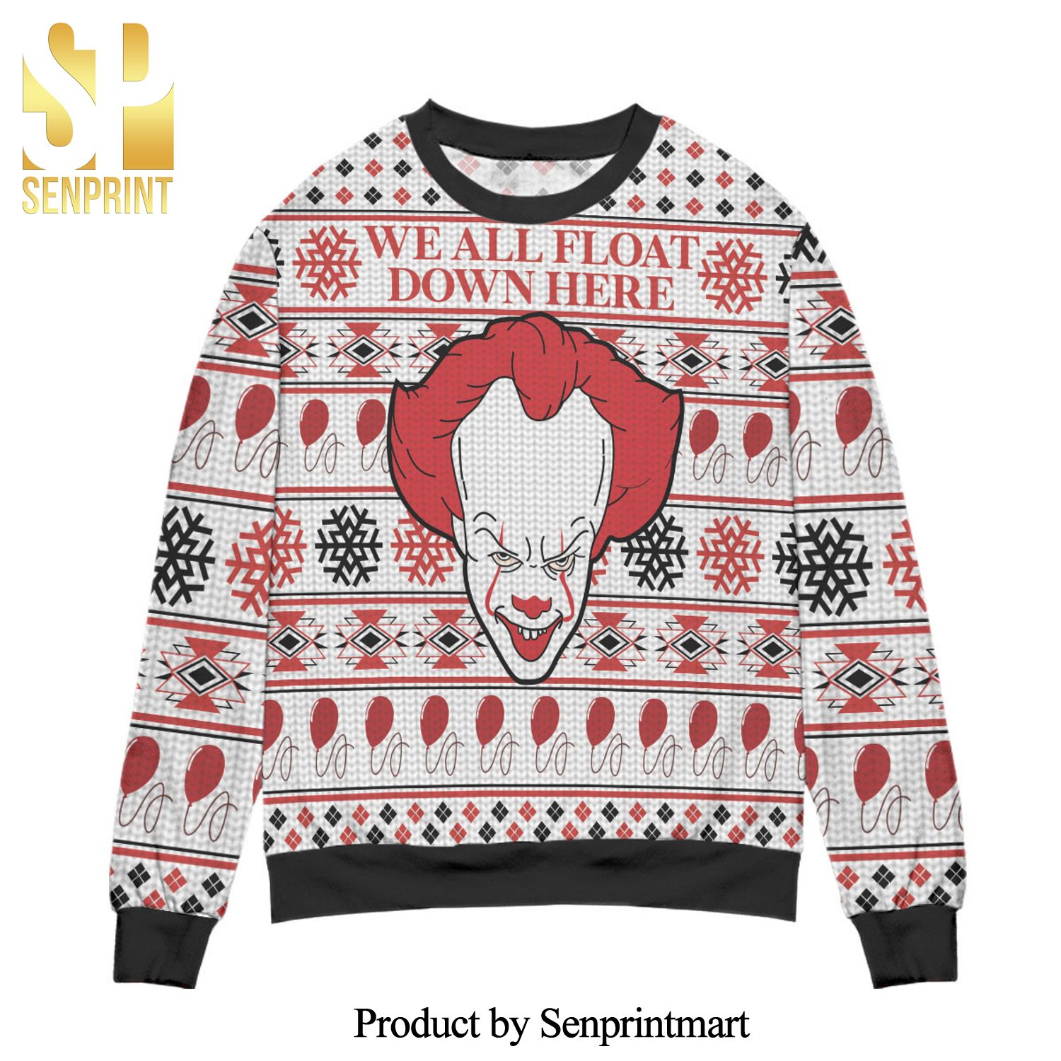 Pennywise We All Float Down Here Knitted Ugly Christmas Sweater