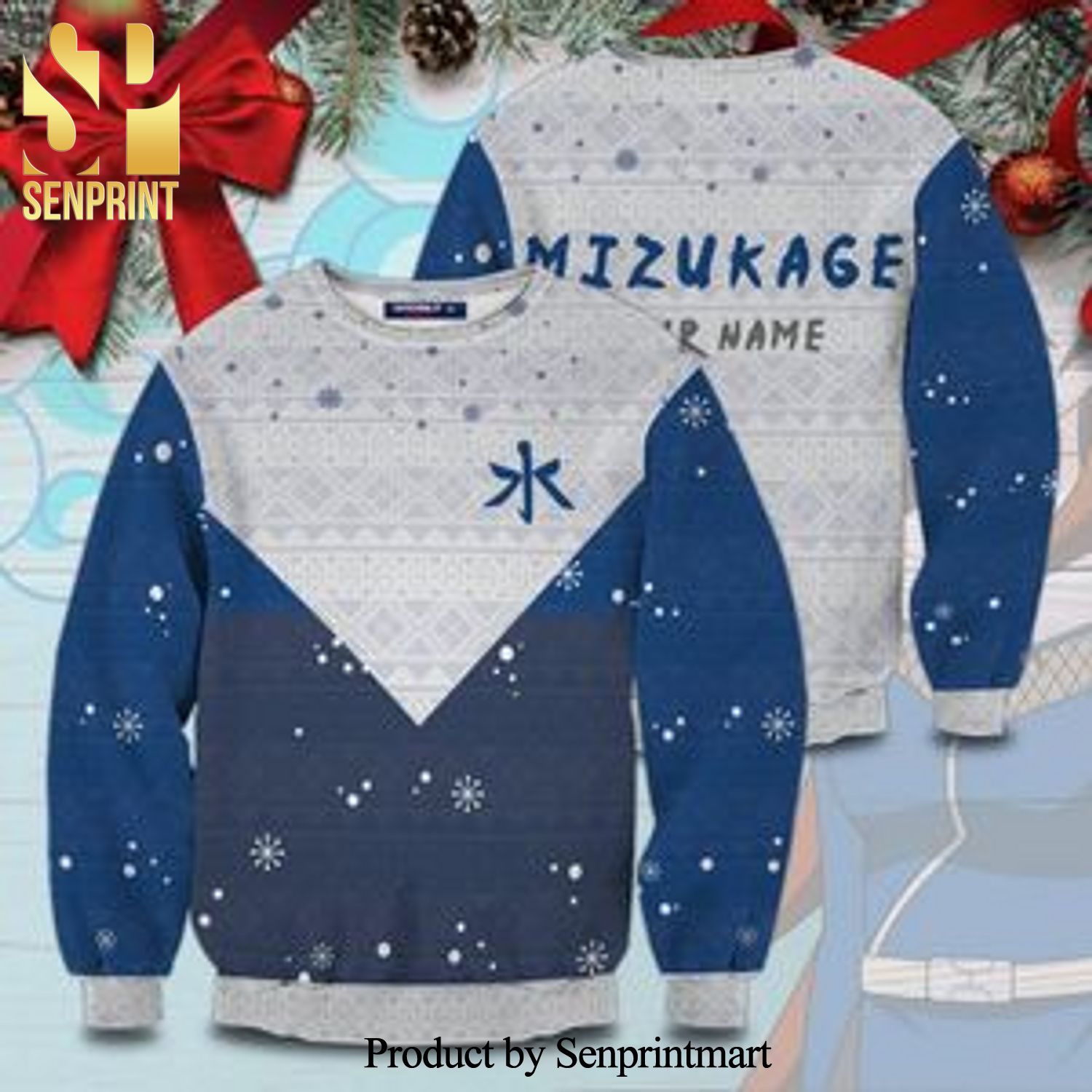 Personalized Mizukage Naruto Manga Anime Knitted Ugly Christmas Sweater