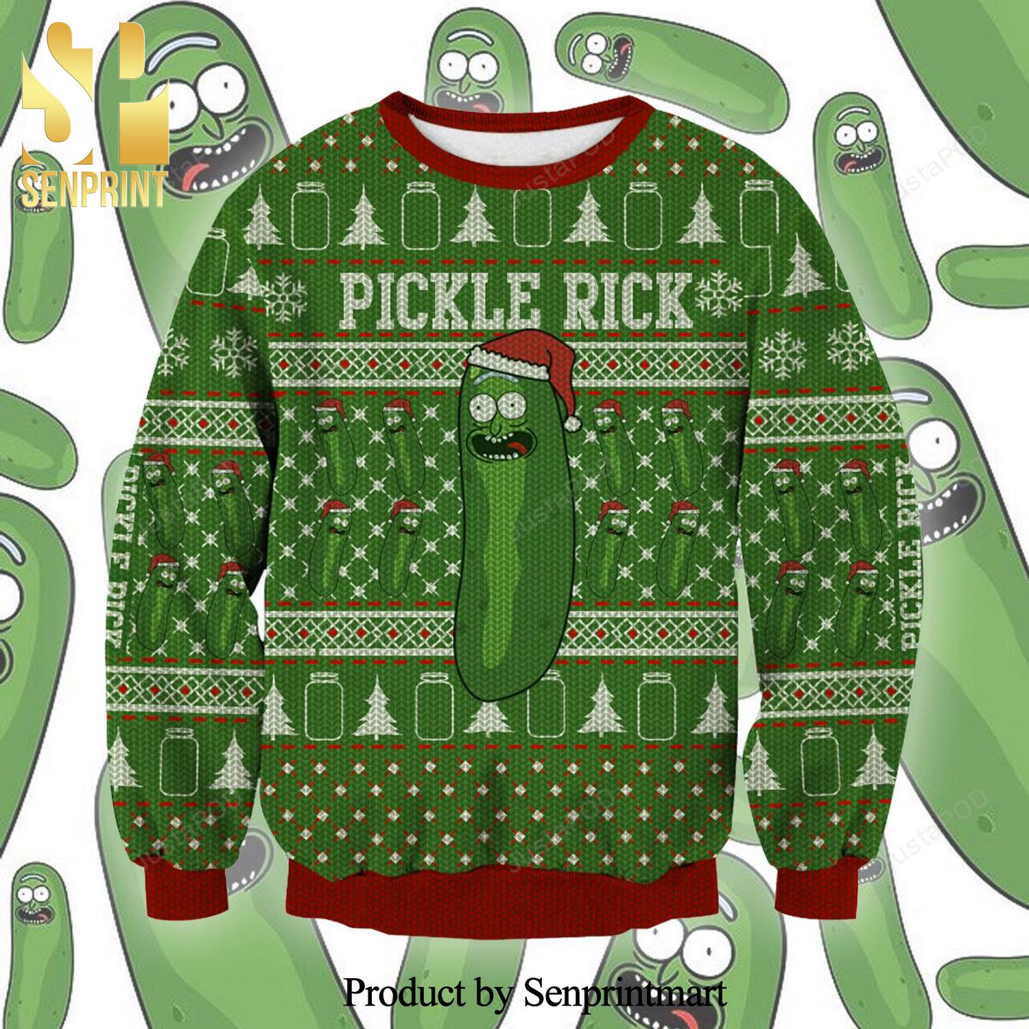 Pickle Rick And Morty Knitted Ugly Christmas Sweater