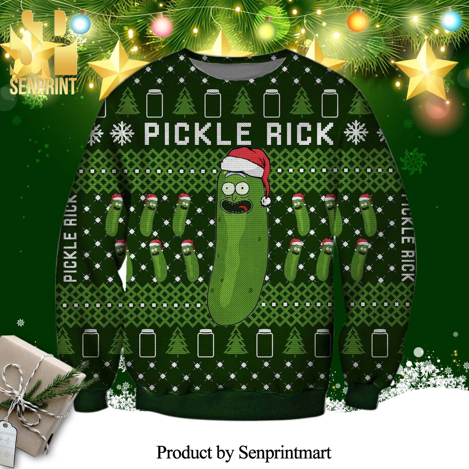 Pickle Rick and Morty Wool Knitted Ugly Christmas Sweater