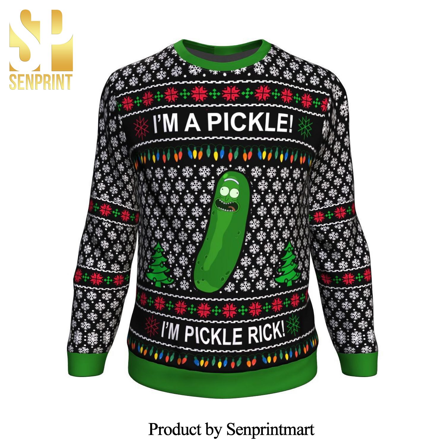 Pickle Rick Rick And Morty Knitted Ugly Christmas Sweater