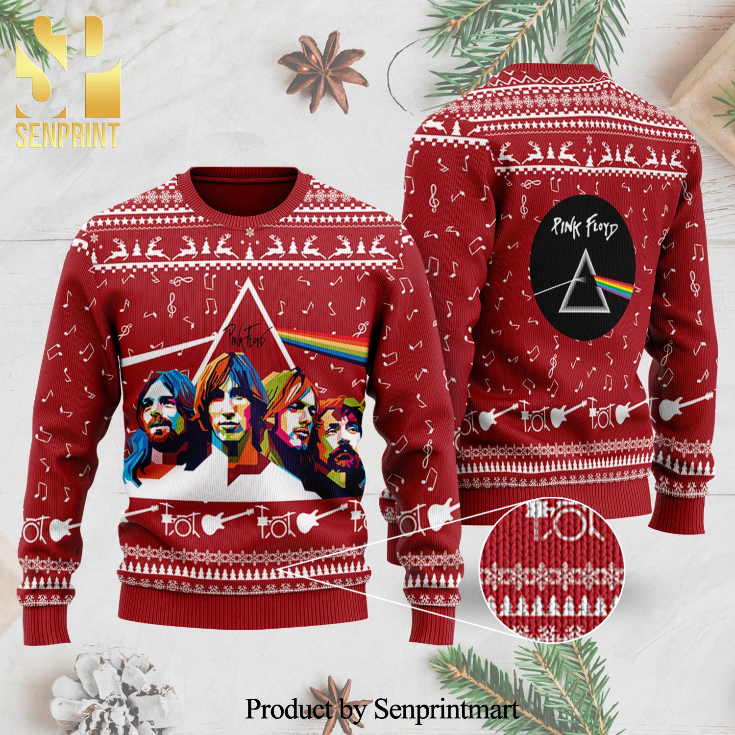 Pink Floyd Rock Band Knitted Ugly Christmas Sweater