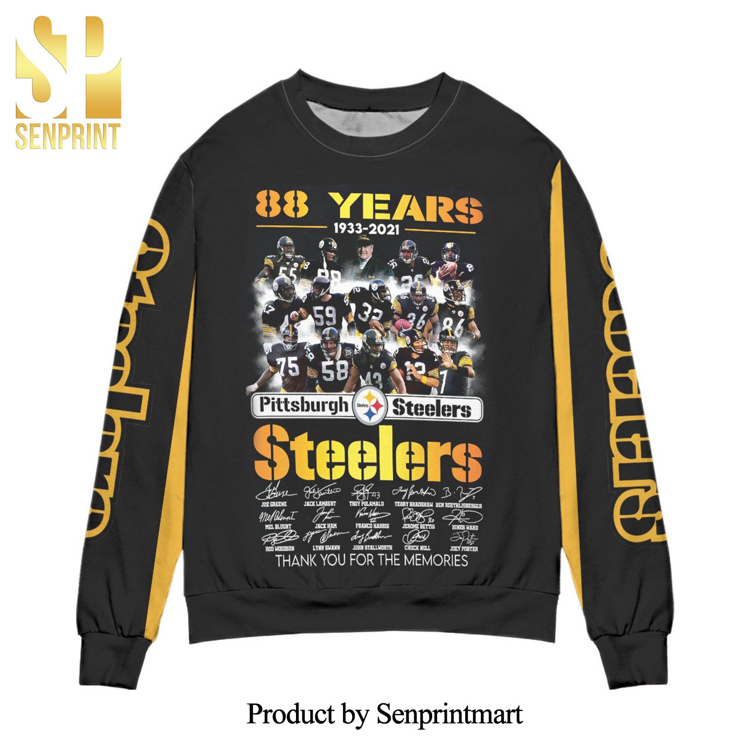 Pittsburgh Steelers Football Team 80 Years Anniversary Knitted Ugly Christmas Sweater – Black