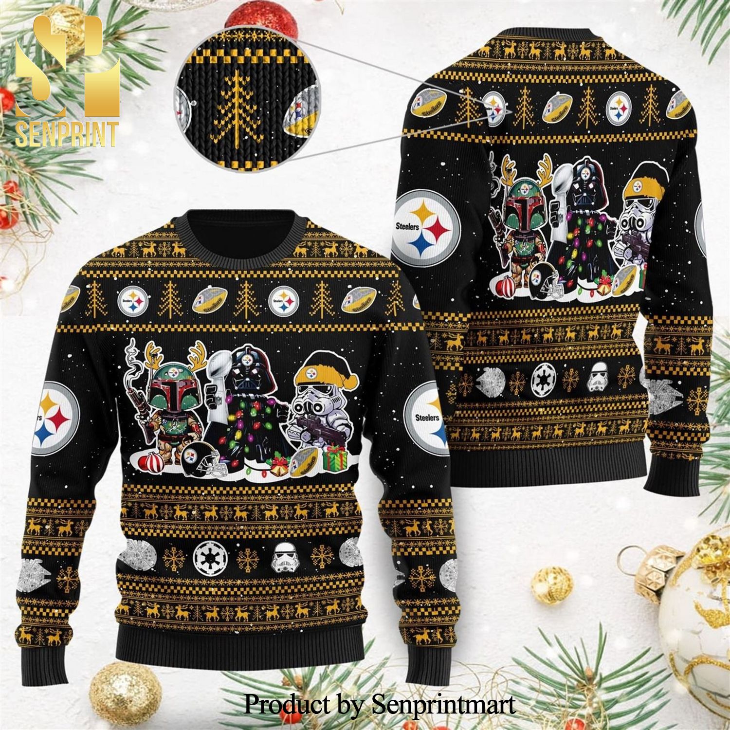 Pittsburgh Steelers Star Wars Knitted Ugly Christmas Sweater