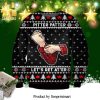 Pixel Bud Light Reindeer And Snowflake Pattern Knitted Ugly Christmas Sweater