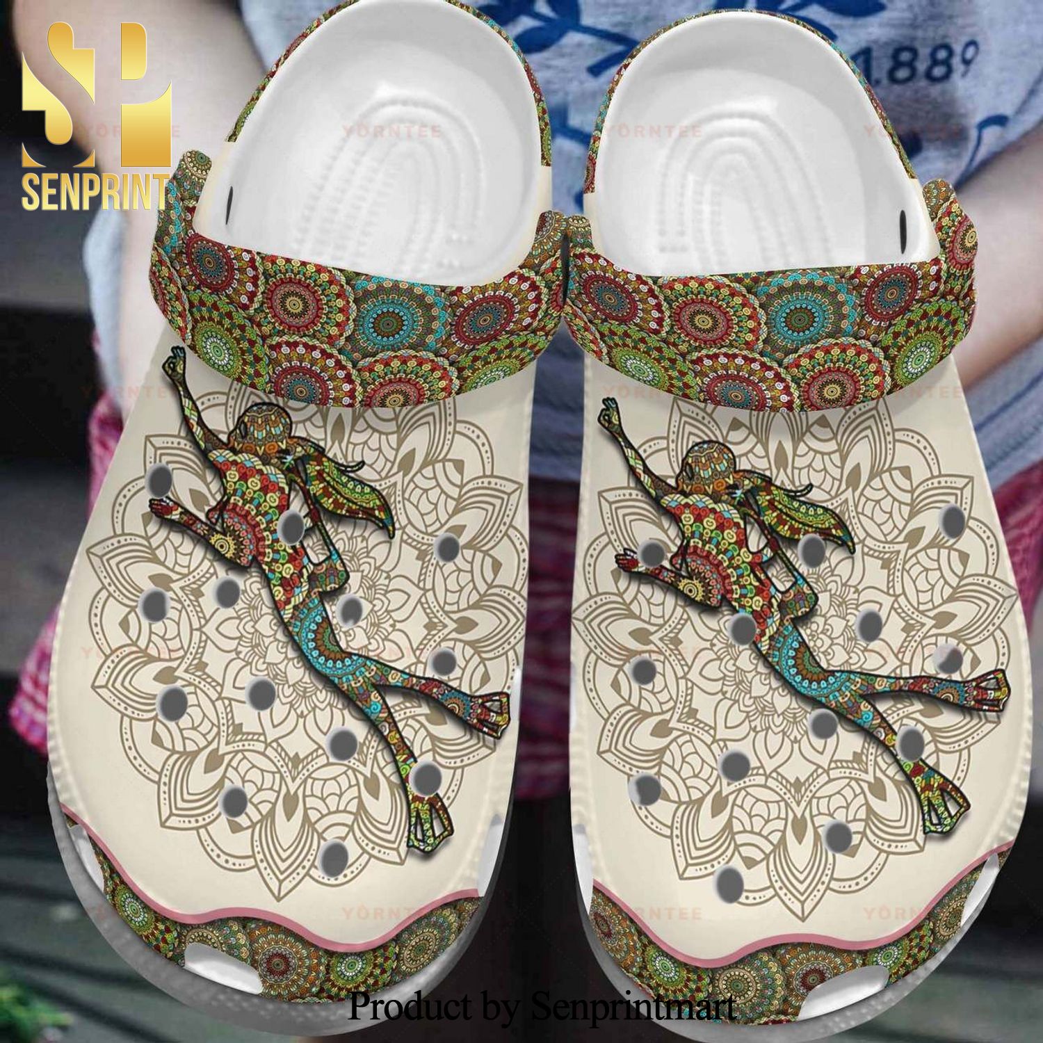 Custom Name Scuba Diving Mandala Gift For Lover Hypebeast Fashion Classic Crocs Crocband Clog