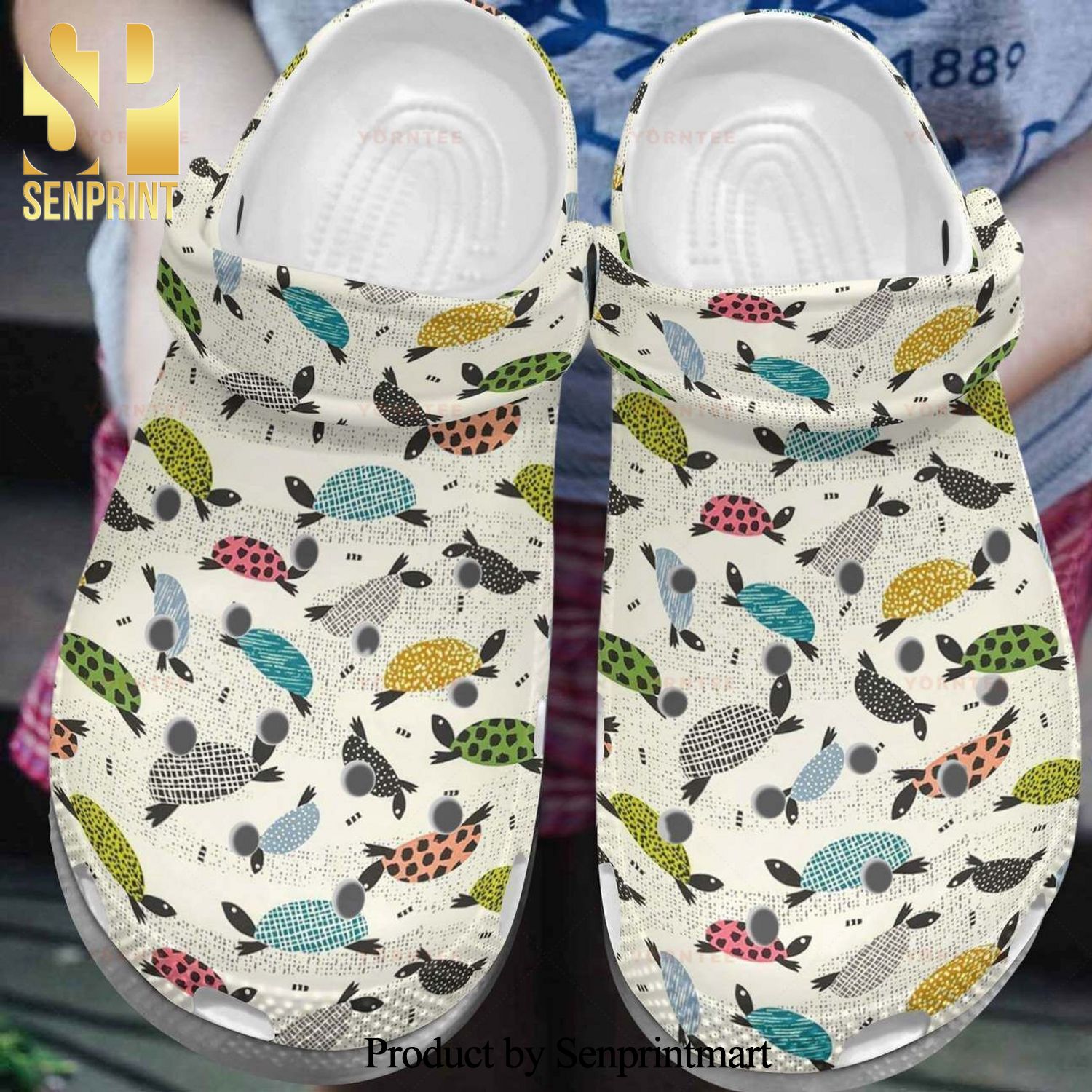 Custom Name Sea Turtle Colorful Gift For Lover All Over Printed Crocband Crocs