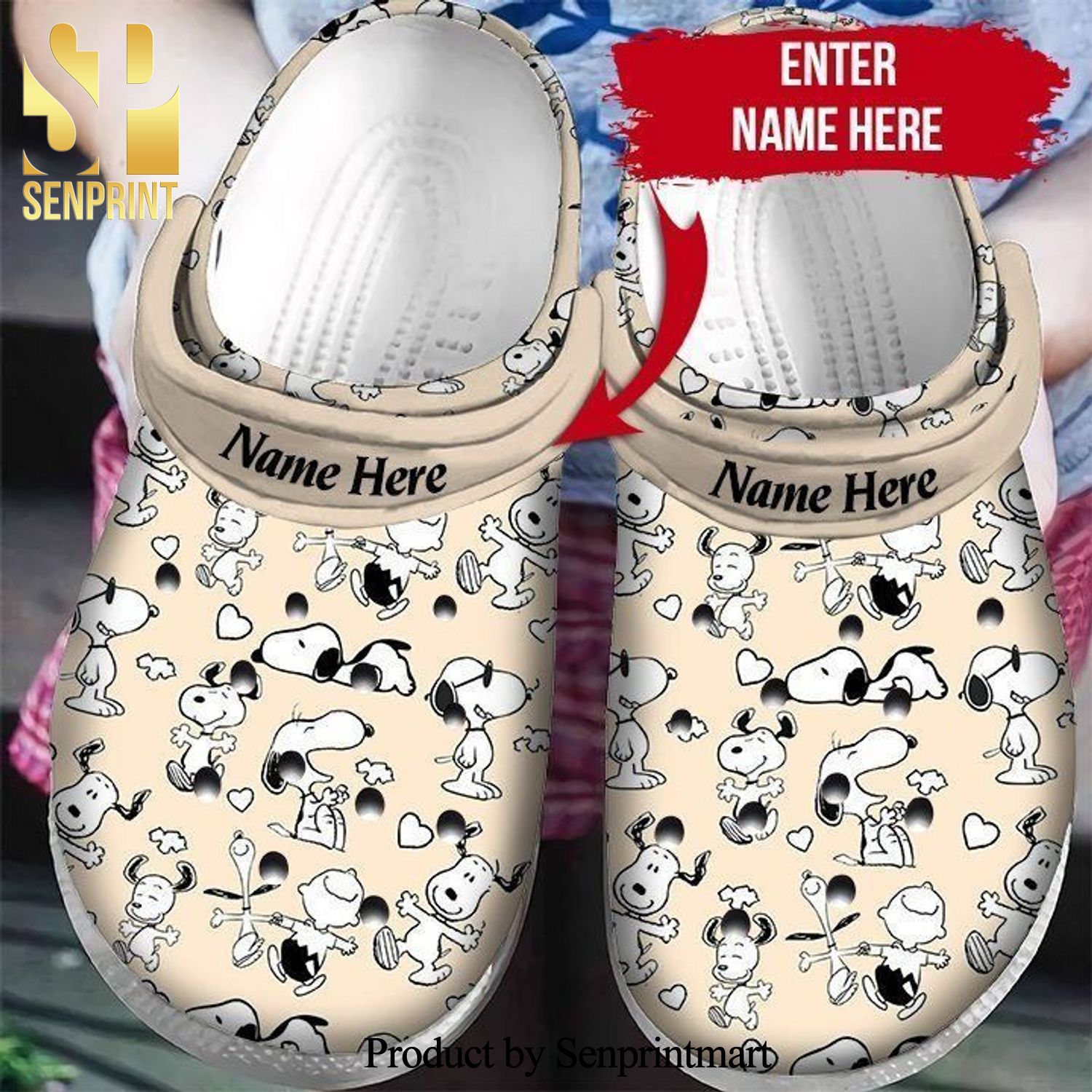 Custom name Snoopy 3D Crocs Sandals