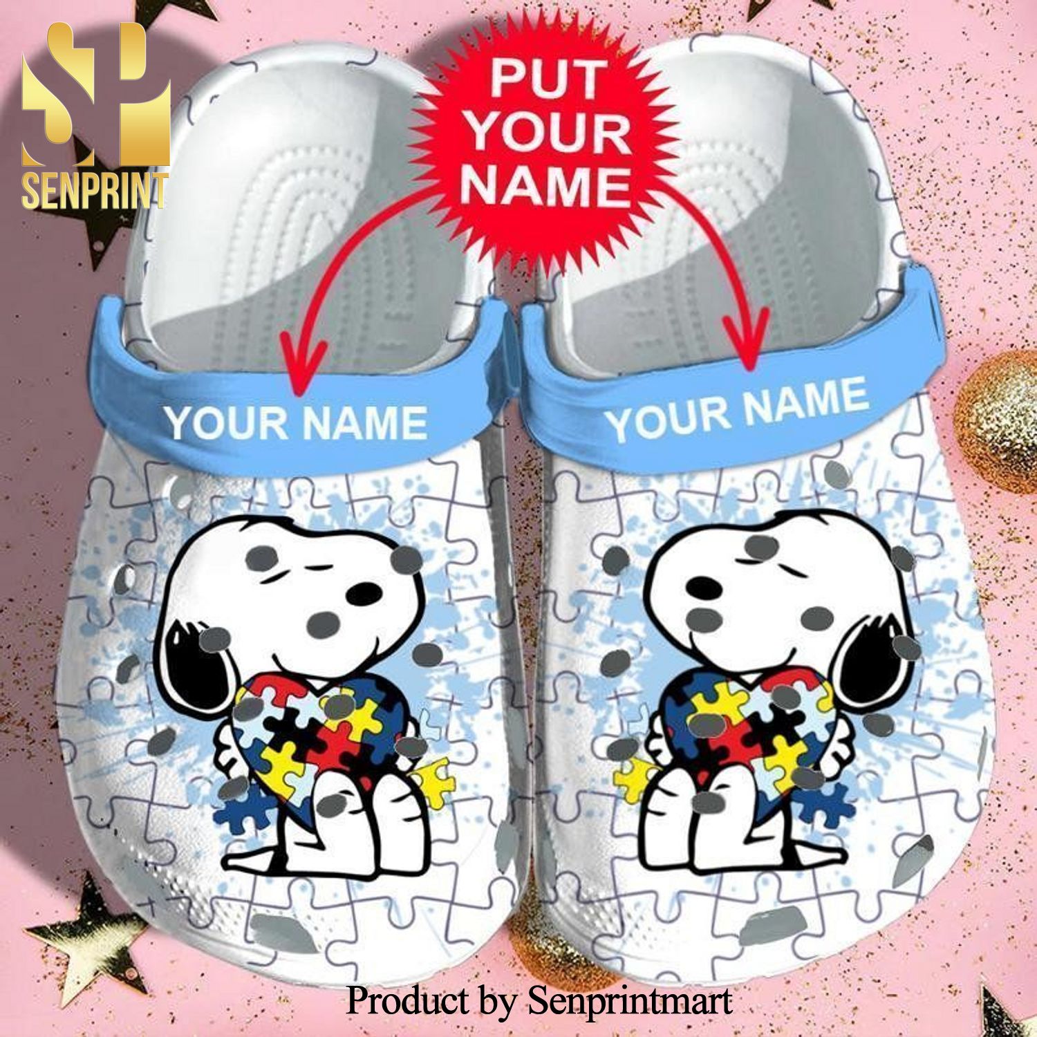 Custom Name Snoopy Autism Crocs Unisex Crocband Clogs