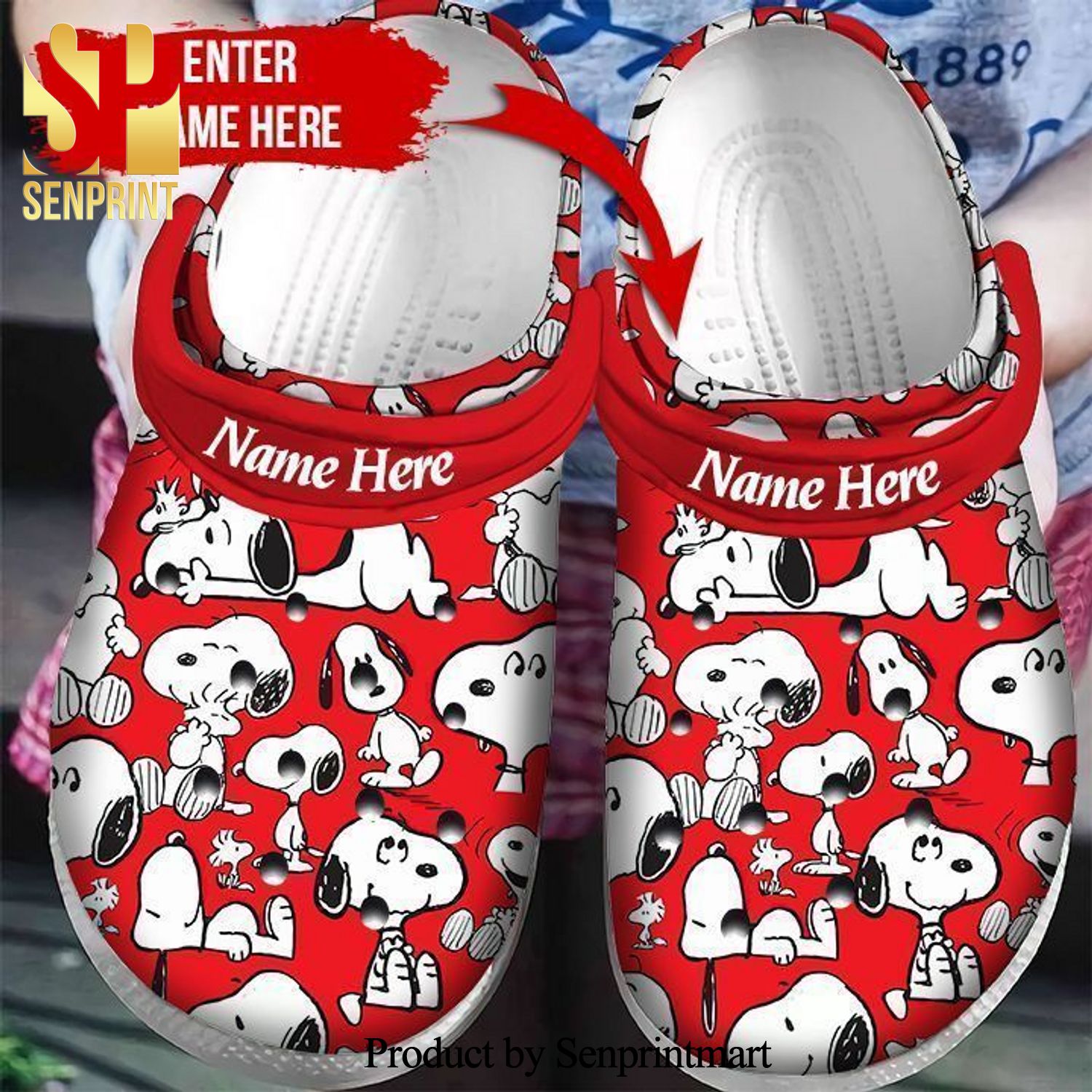 Custom Name Snoopy Dog Crocband Crocs