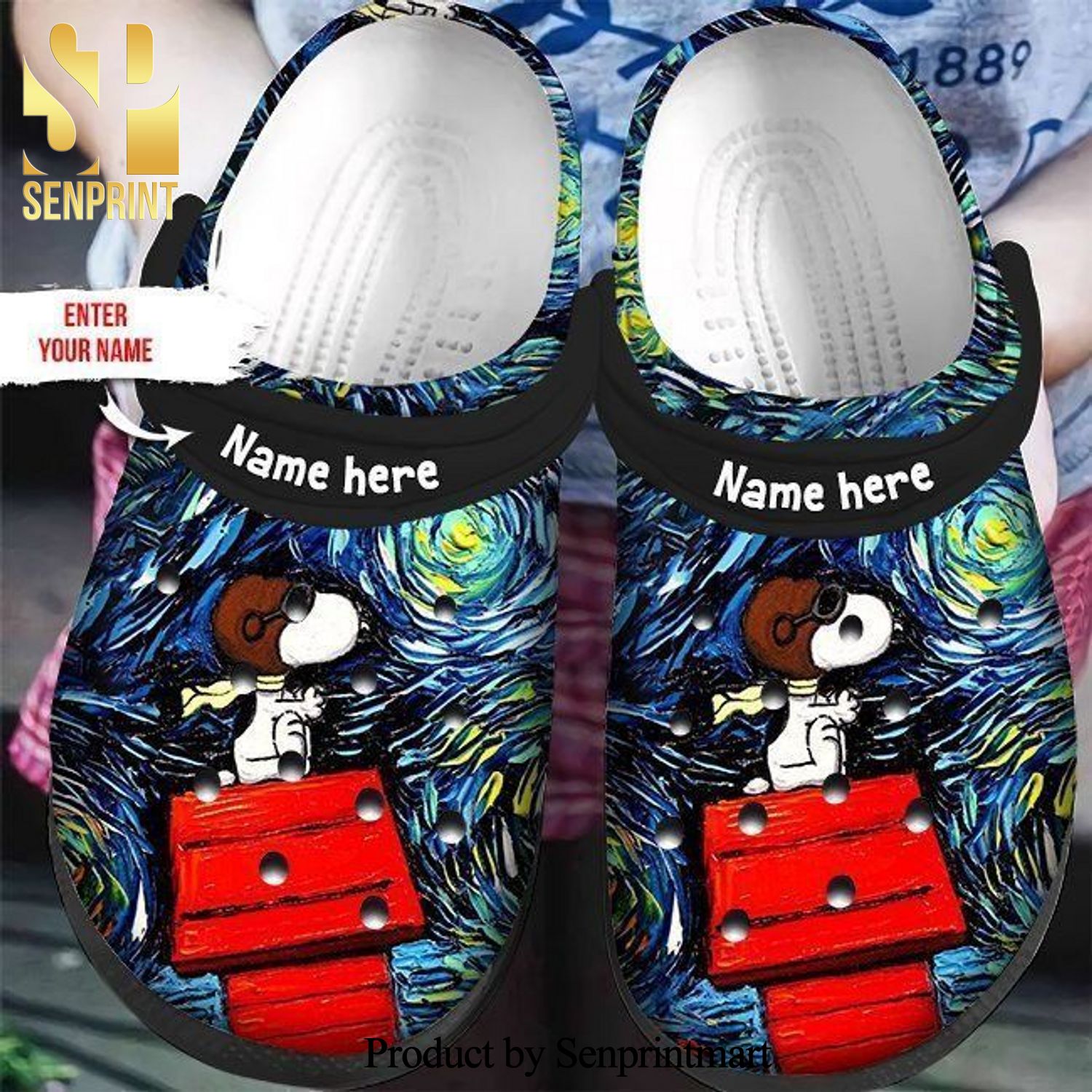 Custom name Snoopy Linus 3D Crocs Crocband