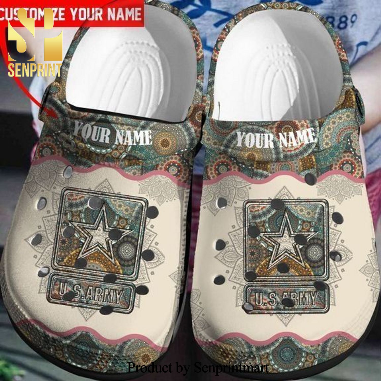 Custom Name Style Us Army Rubber Crocs Crocband