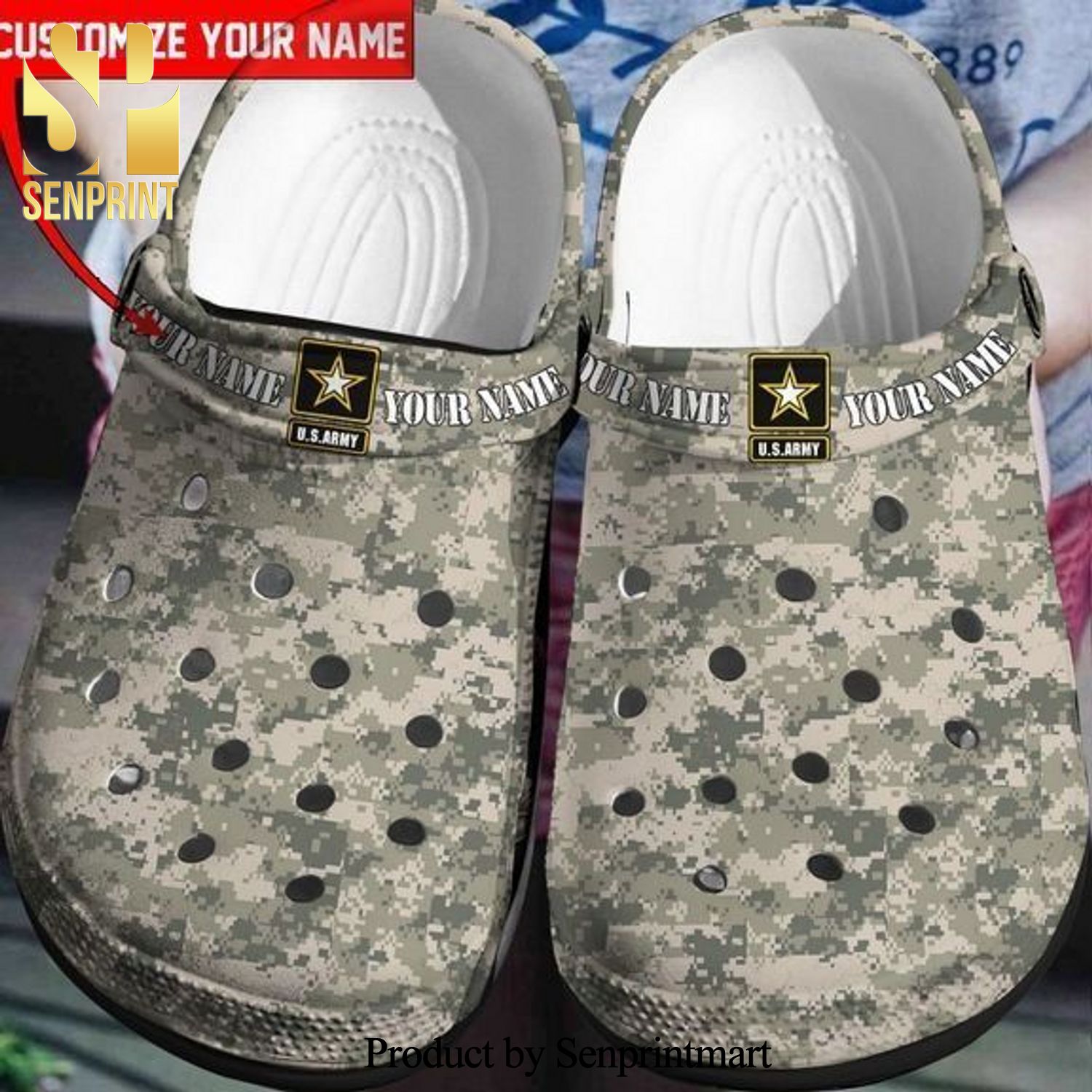 Custom name The Best Us Army camo Hypebeast Fashion Crocs Sandals