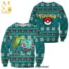 Pixel Horror Characters Snowy Night Knitted Ugly Christmas Sweater – Black