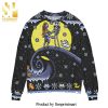 Pixel Horror Characters Snowy Night Knitted Ugly Christmas Sweater – Black