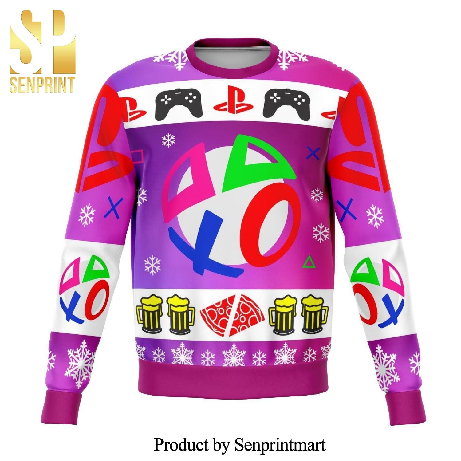Playstation Premium Knitted Ugly Christmas Sweater – Pink