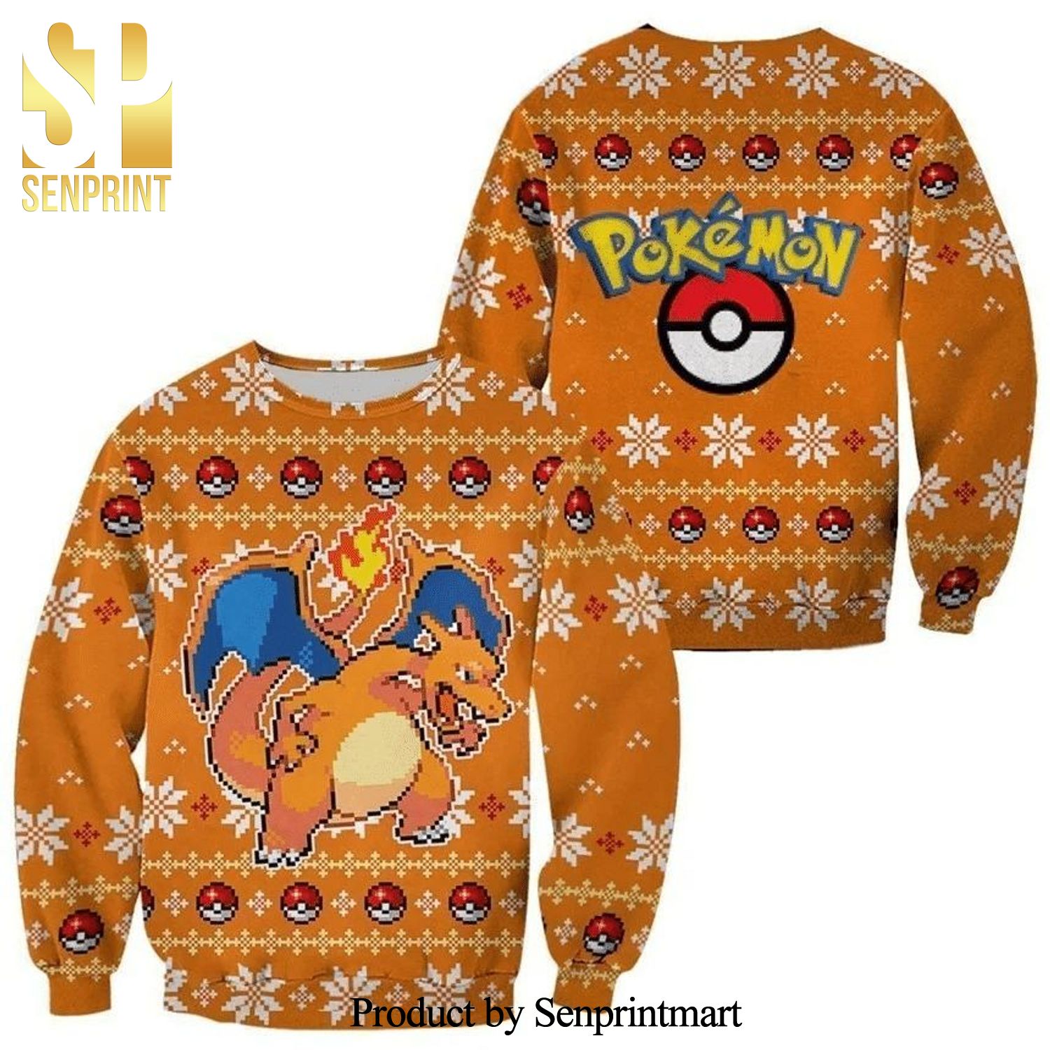 Pokemon Charizard Manga Anime Knitted Ugly Christmas Sweater