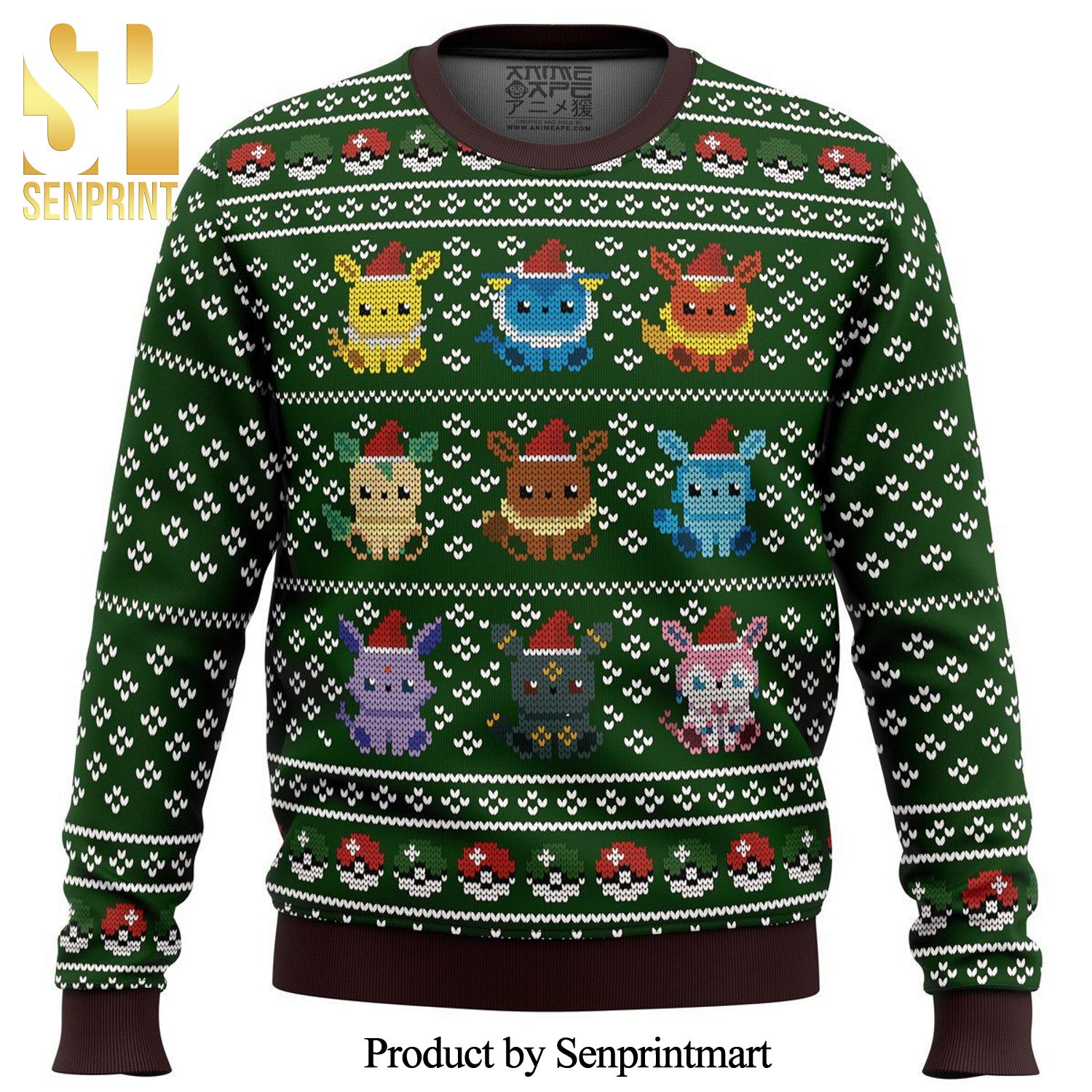 Pokemon Eevee Eeveelutions Premium Manga Anime Knitted Ugly Christmas Sweater