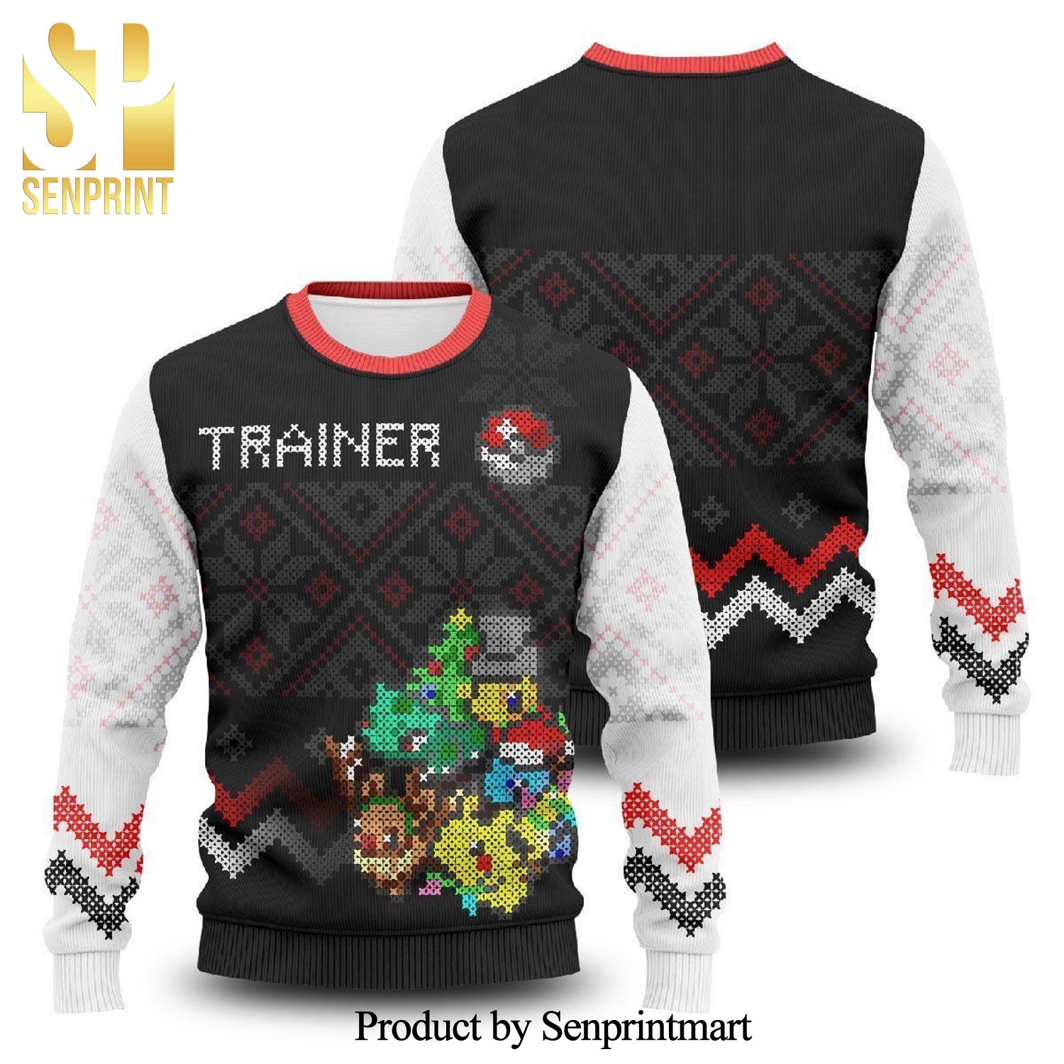 Pokemon League Trainer Anime Manga Knitted Ugly Christmas Sweater