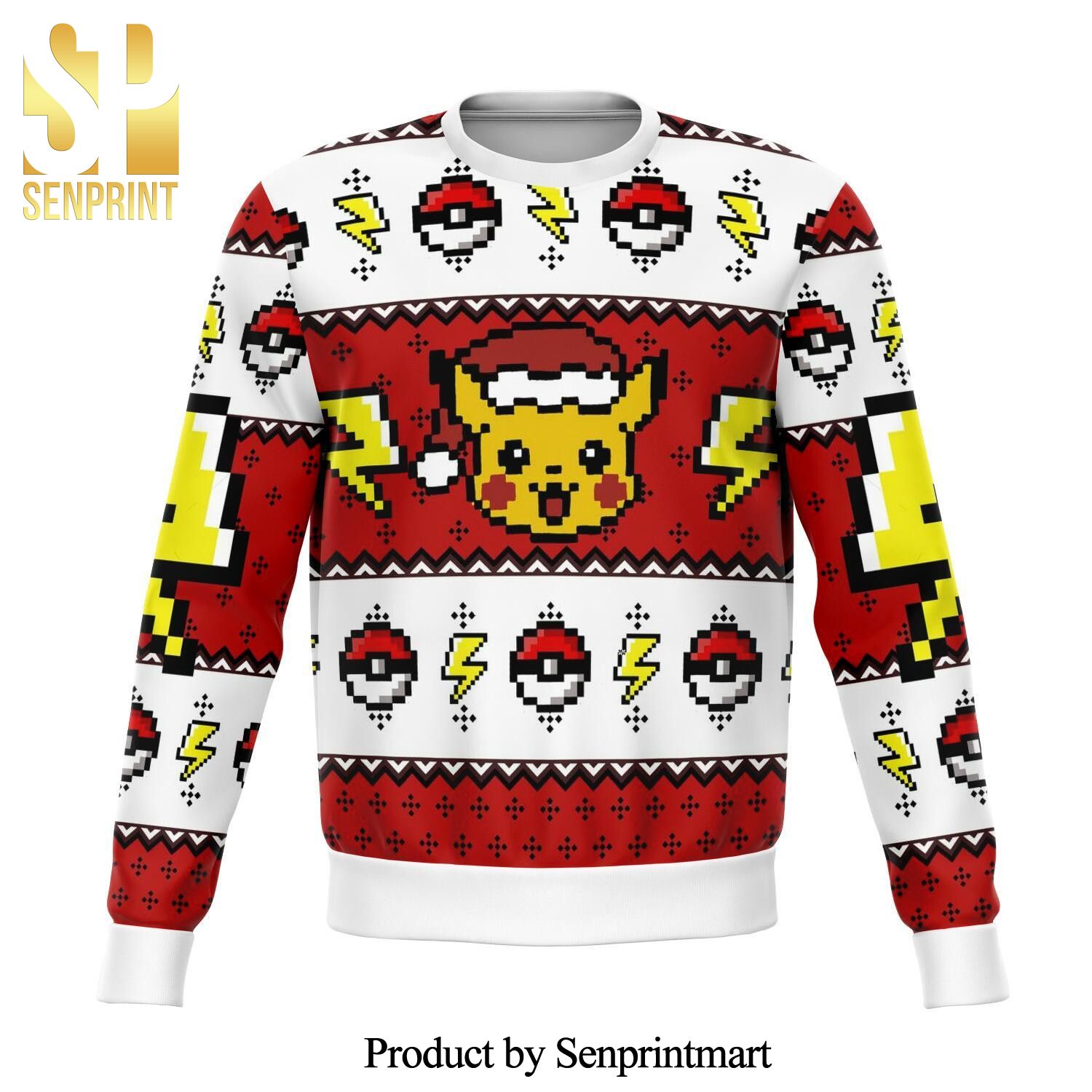 Pokemon Pikachu Lightning Bolt Manga Anime Knitted Ugly Christmas Sweater