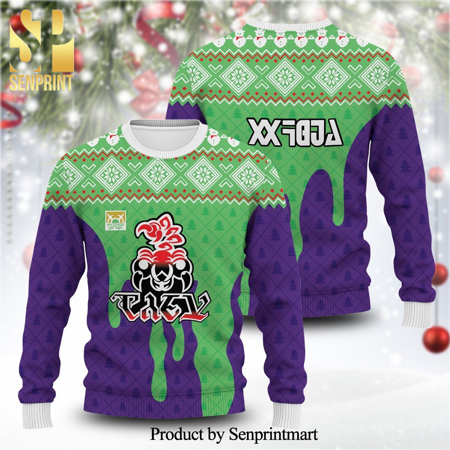 Pokemon Poison Type Manga Anime Knitted Ugly Christmas Sweater