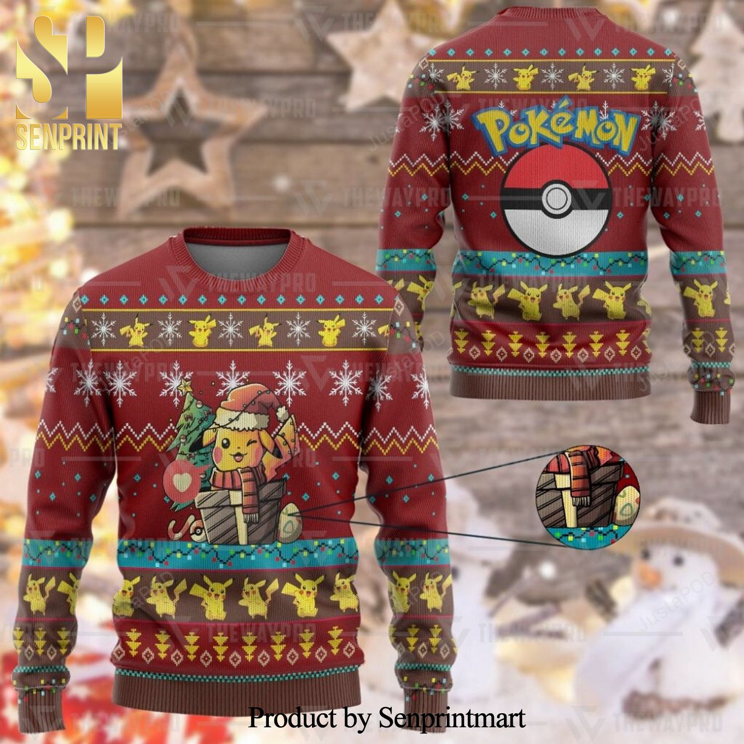 Pokemon Pokeball Pikachu Manga Anime Knitted Ugly Christmas Sweater