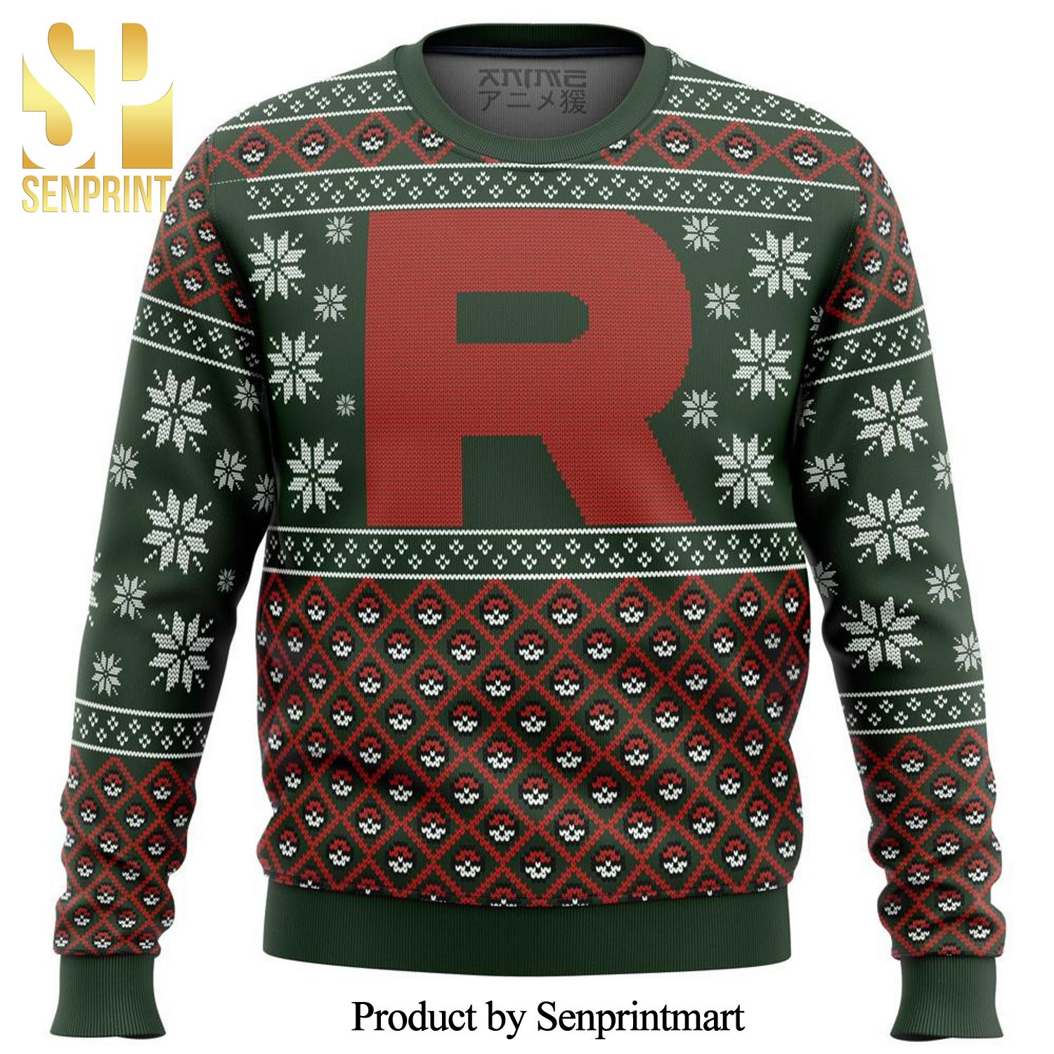 Pokemon Team Rocket Premium Manga Anime Knitted Ugly Christmas Sweater – Green