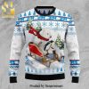 Polar Bear Ice Skiing Knitted Ugly Christmas Sweater