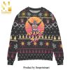 Pretty Tommy Boy Ho Ho Holy Schnikes Snowflake Pattern Knitted Ugly Christmas Sweater – Black