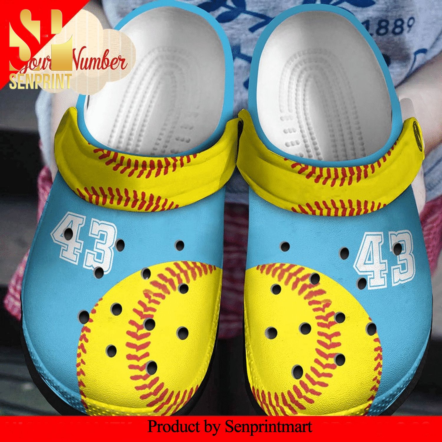 Custom number Tennis Pattern Street Style Crocs Unisex Crocband Clogs