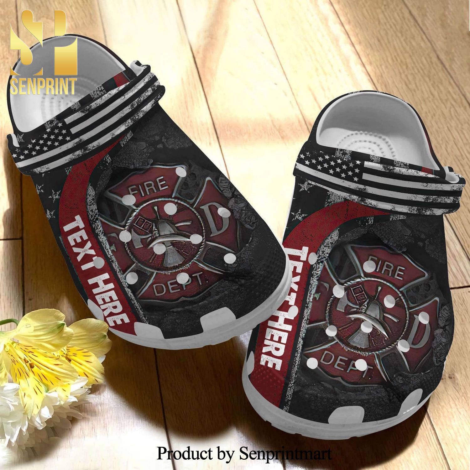 Customize Name Firefighter Fire Dept Full Printed Crocs Crocband Adult Clogs