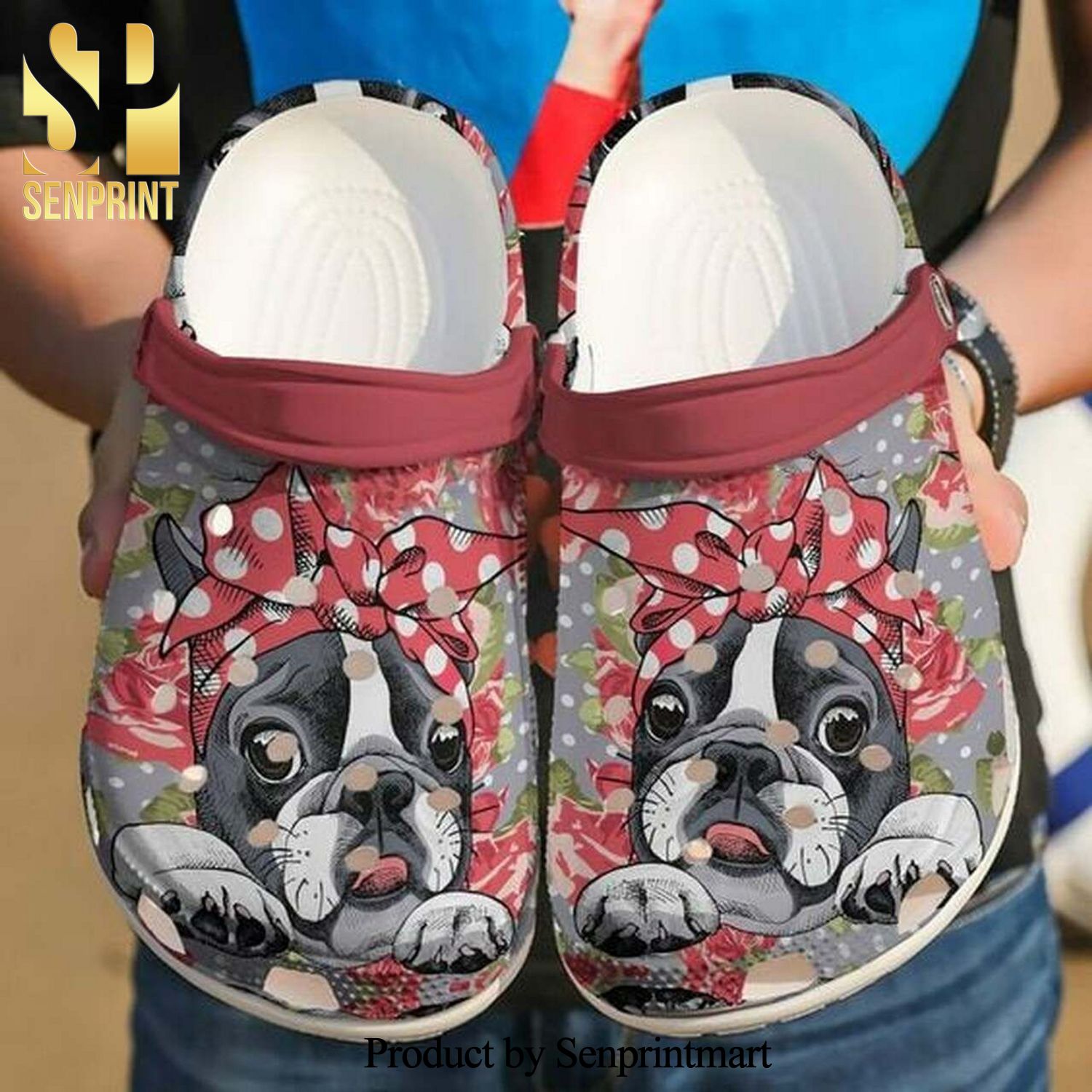 Cute Awesome Boston Terrier Floral 102 Gift For Lover Full Printed Crocs Crocband In Unisex Adult Shoes