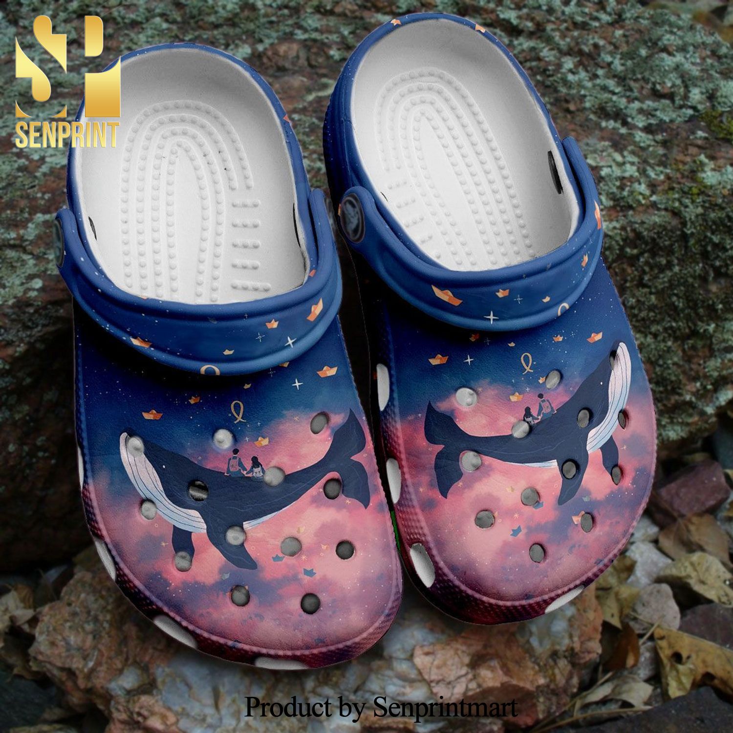 Cute Couple On Whale Love The Ocean Gift For Lover Rubber Crocs Sandals