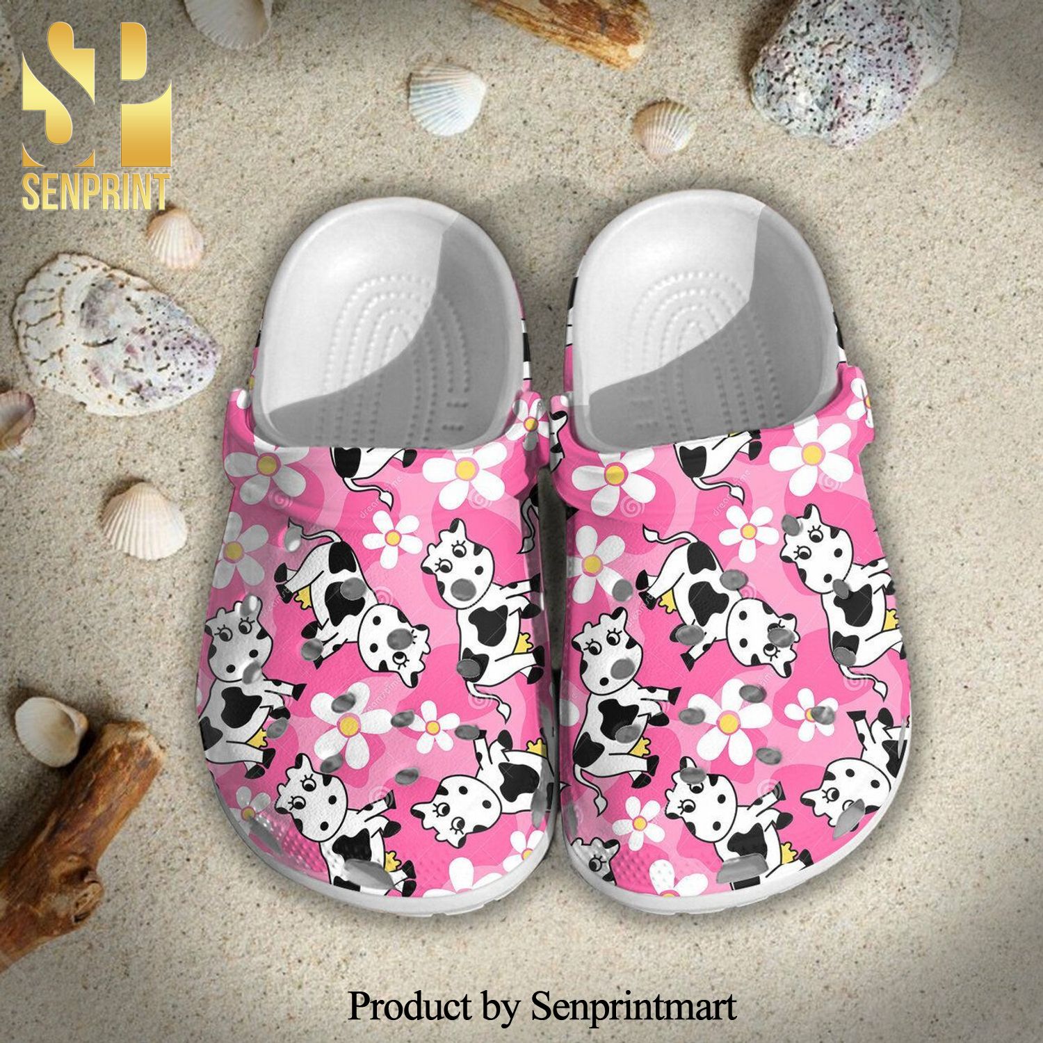 Cute Cow Flowers 102 Gift For Lover Full Printing Unisex Crocs Crocband Clog