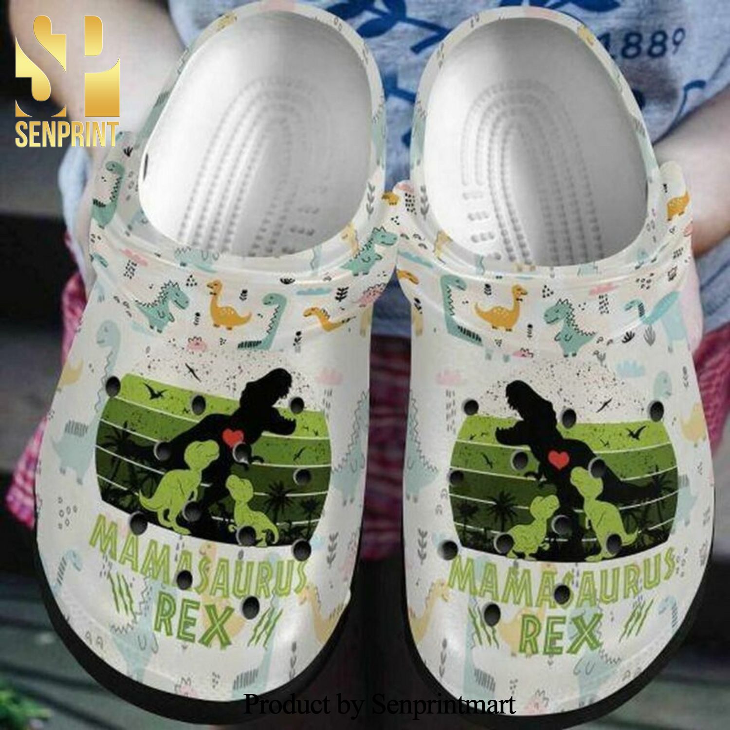 Cute Dinosaur Mamasaurus Rex Icon Personalized 7 Gift For Lover Full Printed Crocs Crocband Clog