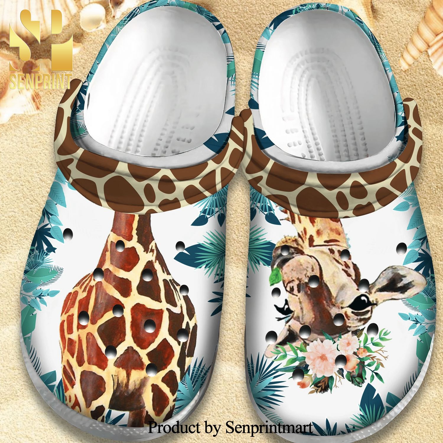 Cute Giraffe Tropical Gift For Lover All Over Printed Crocs Sandals