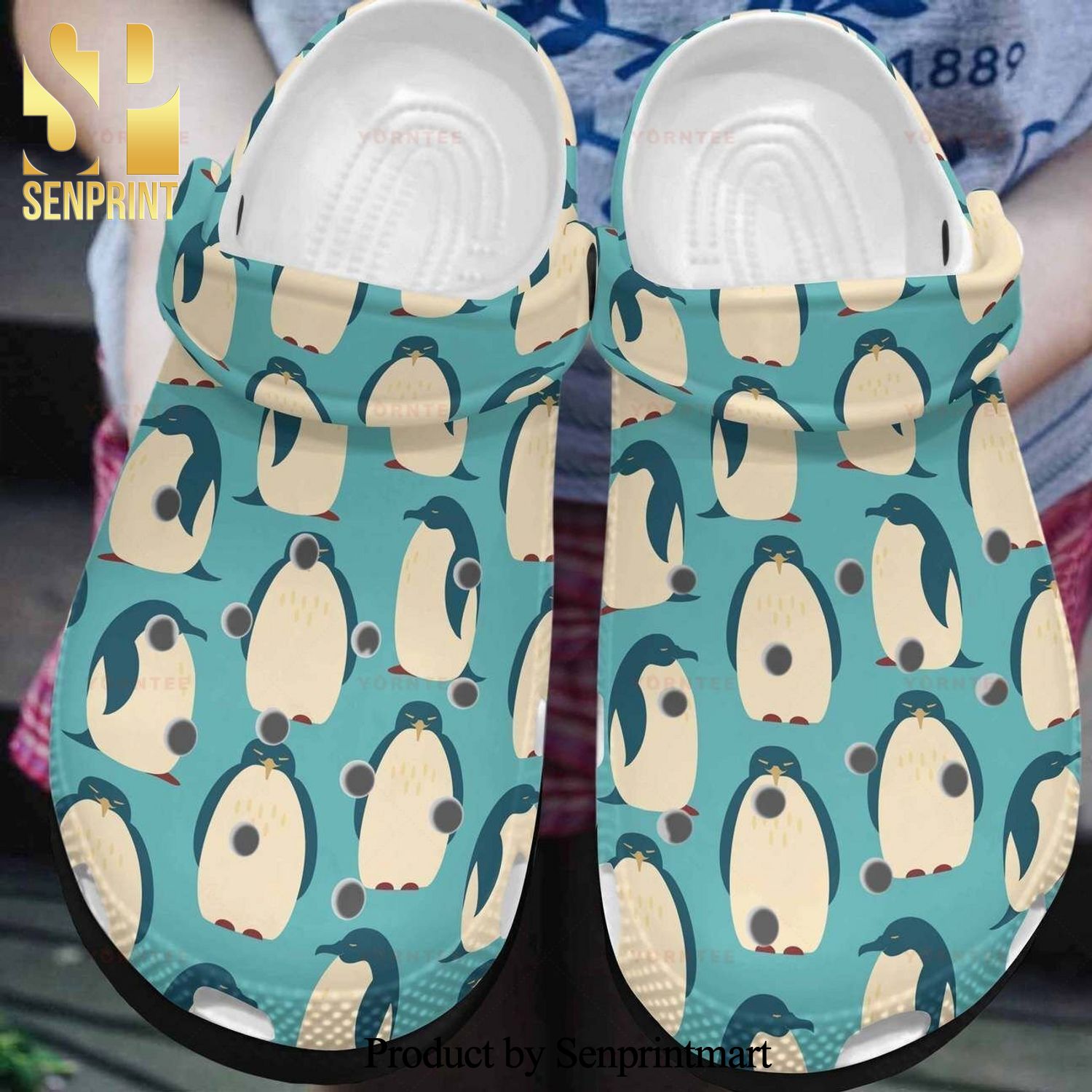 Cute Green Penguin Blue Gift For Lover Street Style Crocs Crocband Clog