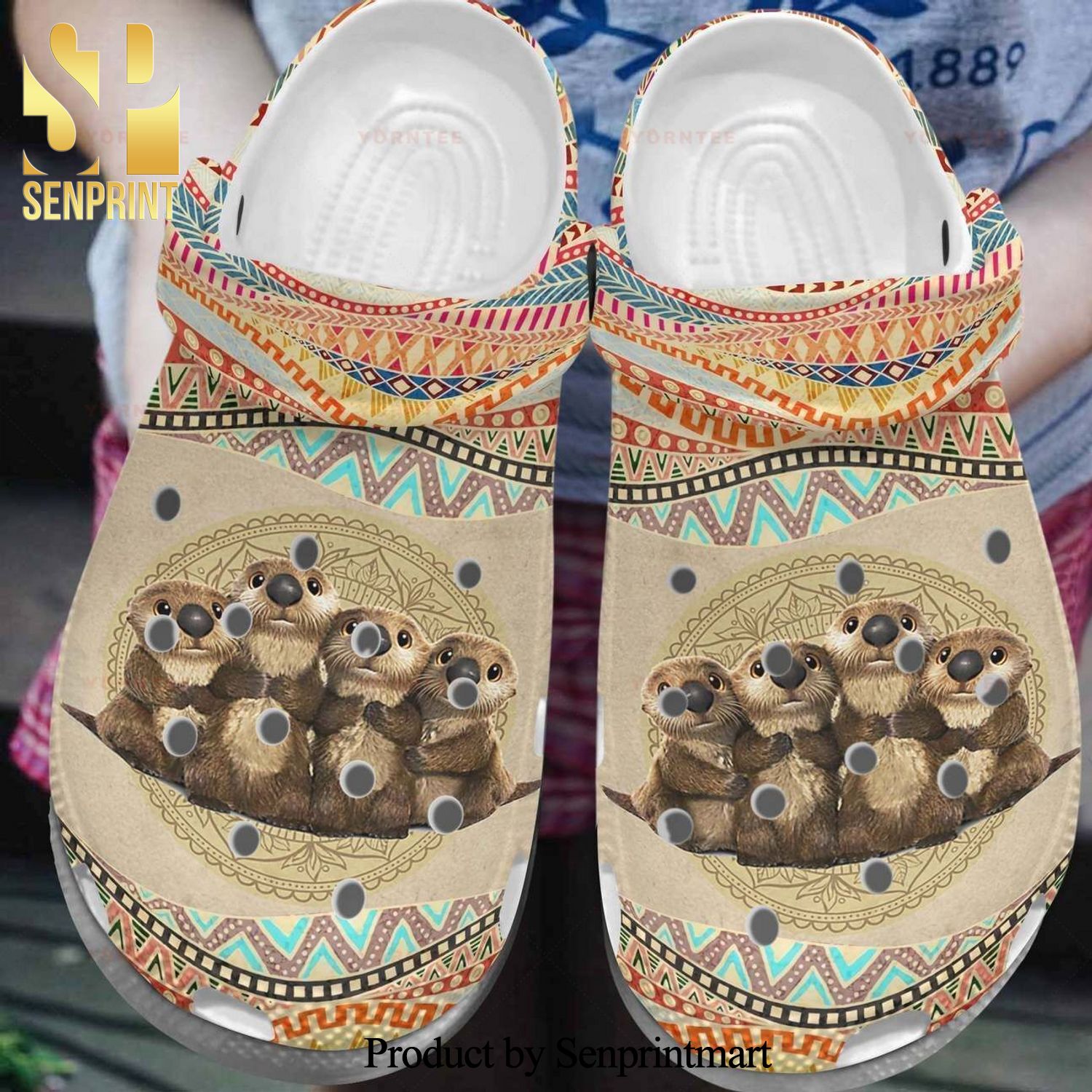 Cute Otter Family Mandala Gift For Lover Full Printing Unisex Crocs Crocband Clog