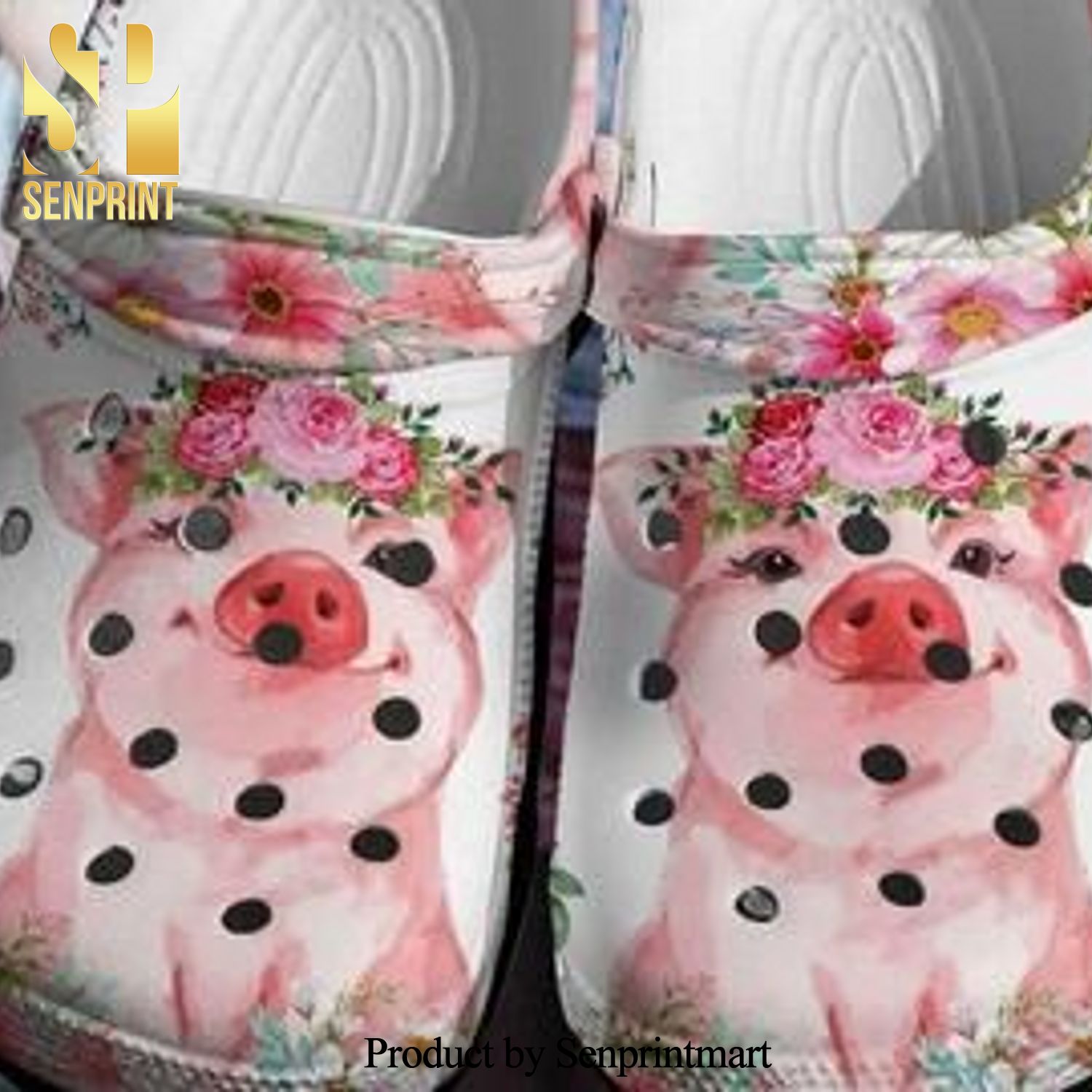 Cute Pig Pig Flowers Crocs 3D Print Animal Gift For Pig Lover Clog Comfortable For Farmer Hypebeast Fashion Crocs Sandals