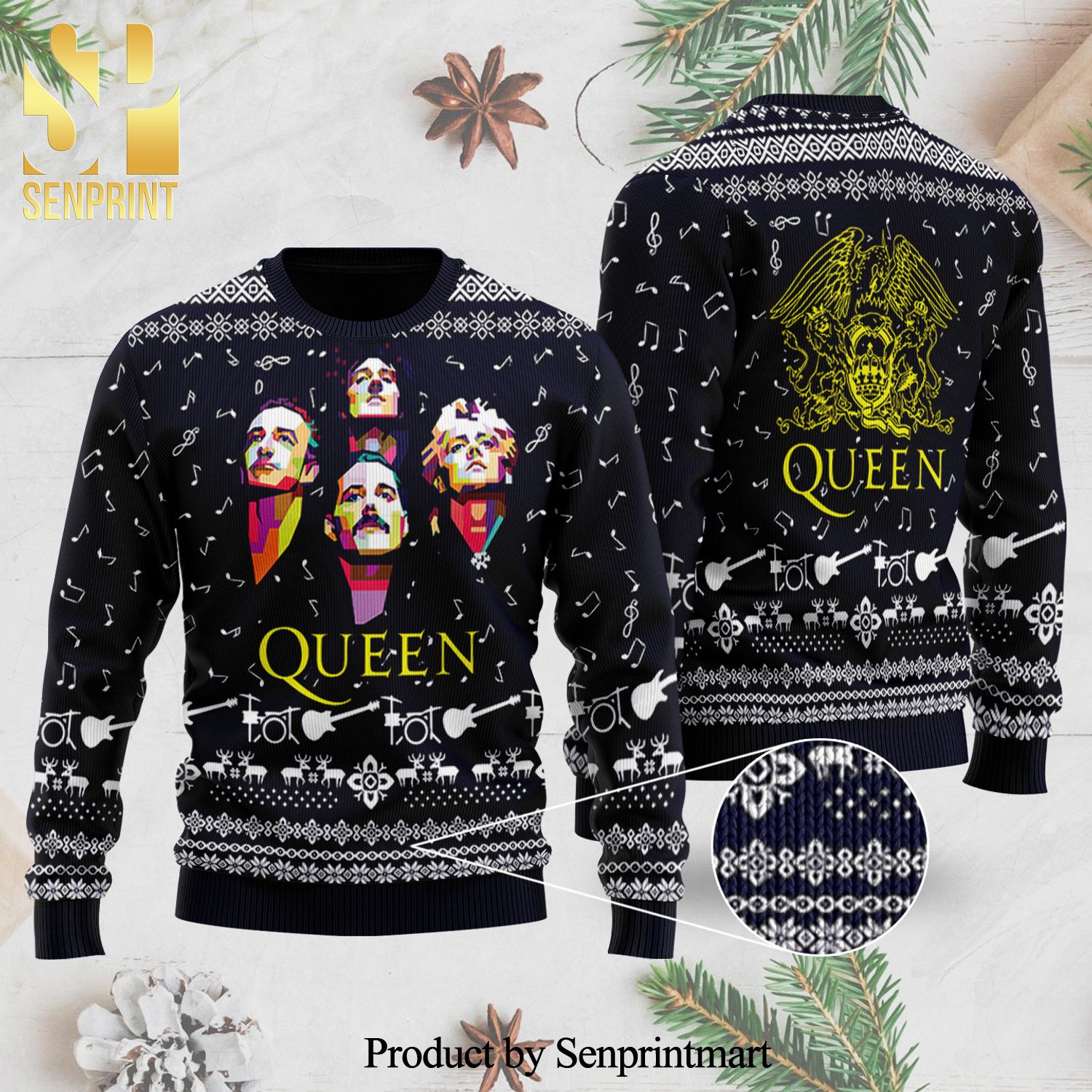 Queen Rock Band Knitted Ugly Christmas Sweater