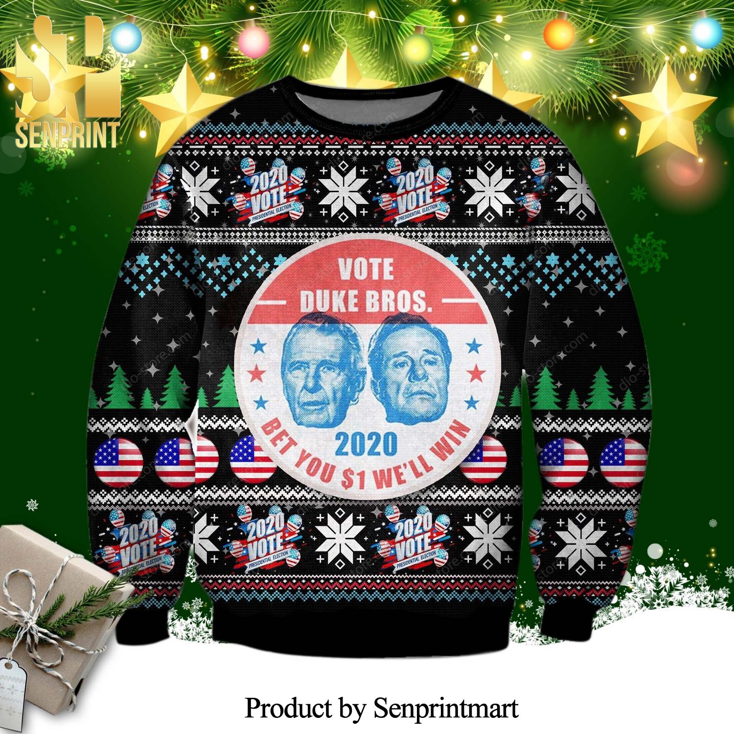 Randolph And Mortimer Duke Trading Places Vote Duke Bros 2020 Knitted Ugly Christmas Sweater