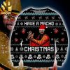 Randy Savage WWE Have A Macho Christmas Pine Tree And Snowflake Pattern Knitted Ugly Christmas Sweater – Black